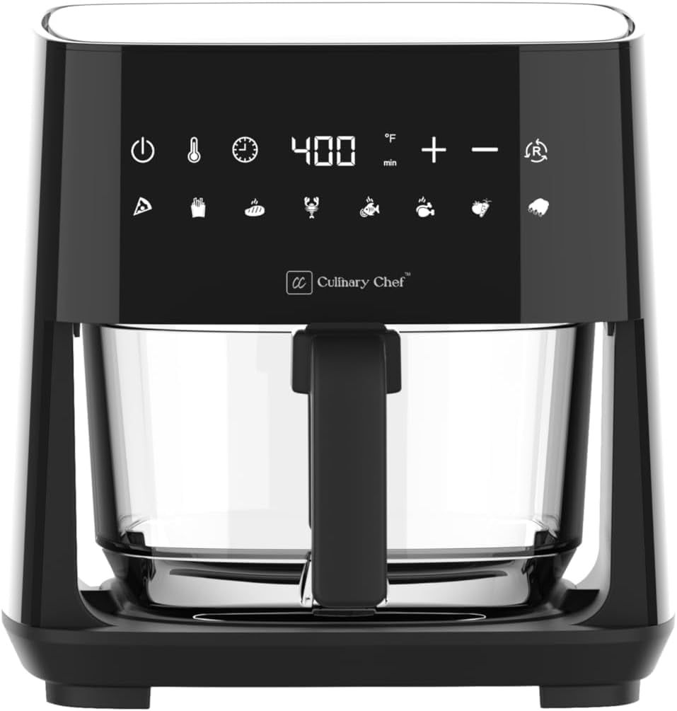 Culinary Chef 4.5-Quart Black Electric Air Fryer with Glass Basket