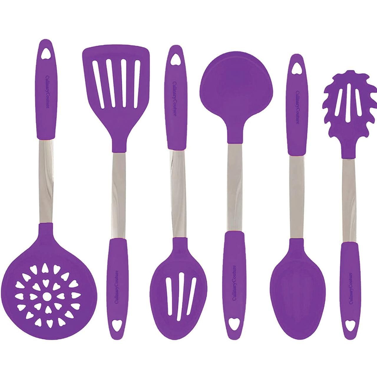 Purple Silicone and Stainless Steel 6-Piece Kitchen Utensil Set