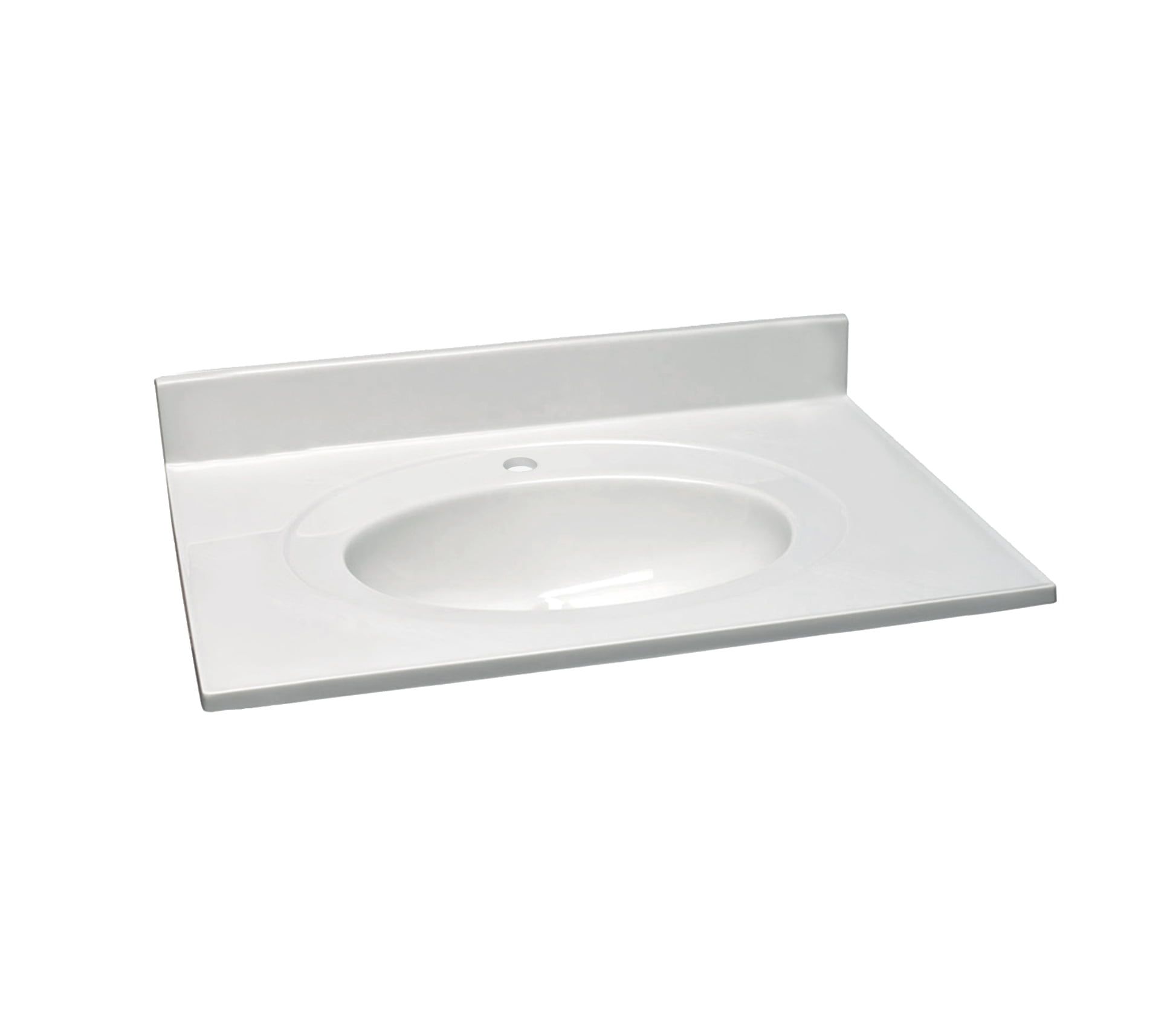 Solid White Cultured Marble 31-Inch Vanity Top with Integrated Backsplash