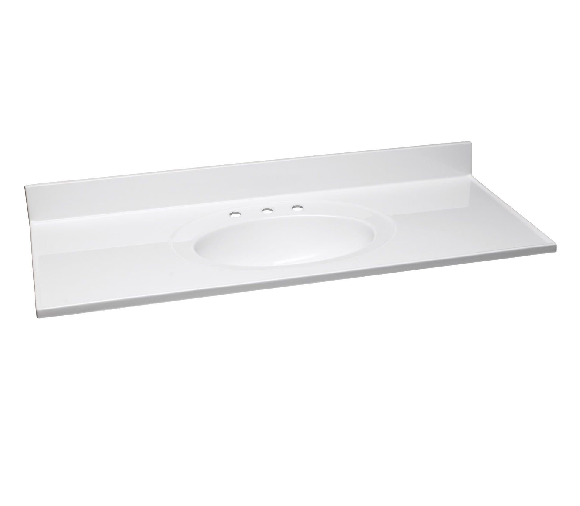 Solid White Cultured Marble 49-Inch Vanity Top with Integrated Backsplash