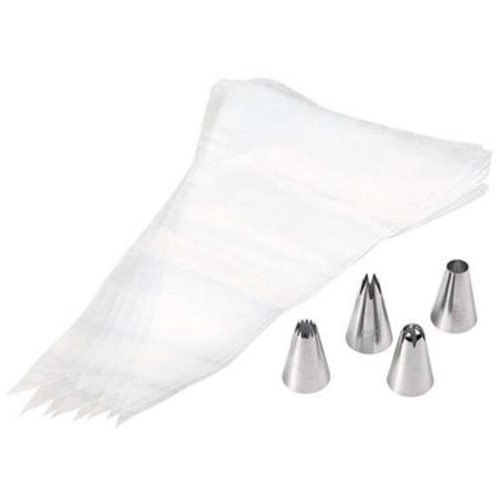 12-Piece Metal Icing Tips and Plastic Decorating Bags Set