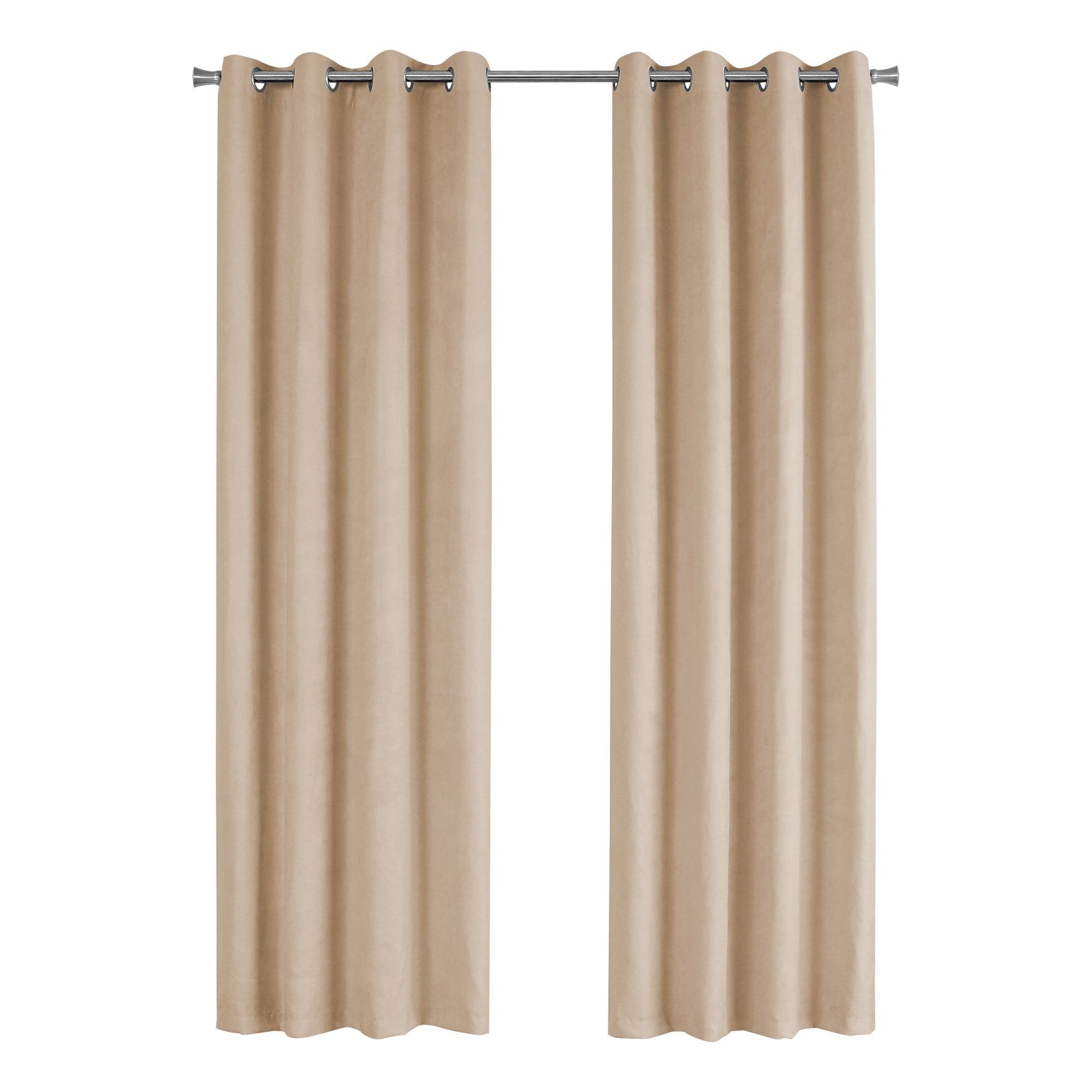 Beige Velvet Blackout Grommet Curtain Panels, 54"W x 95"H