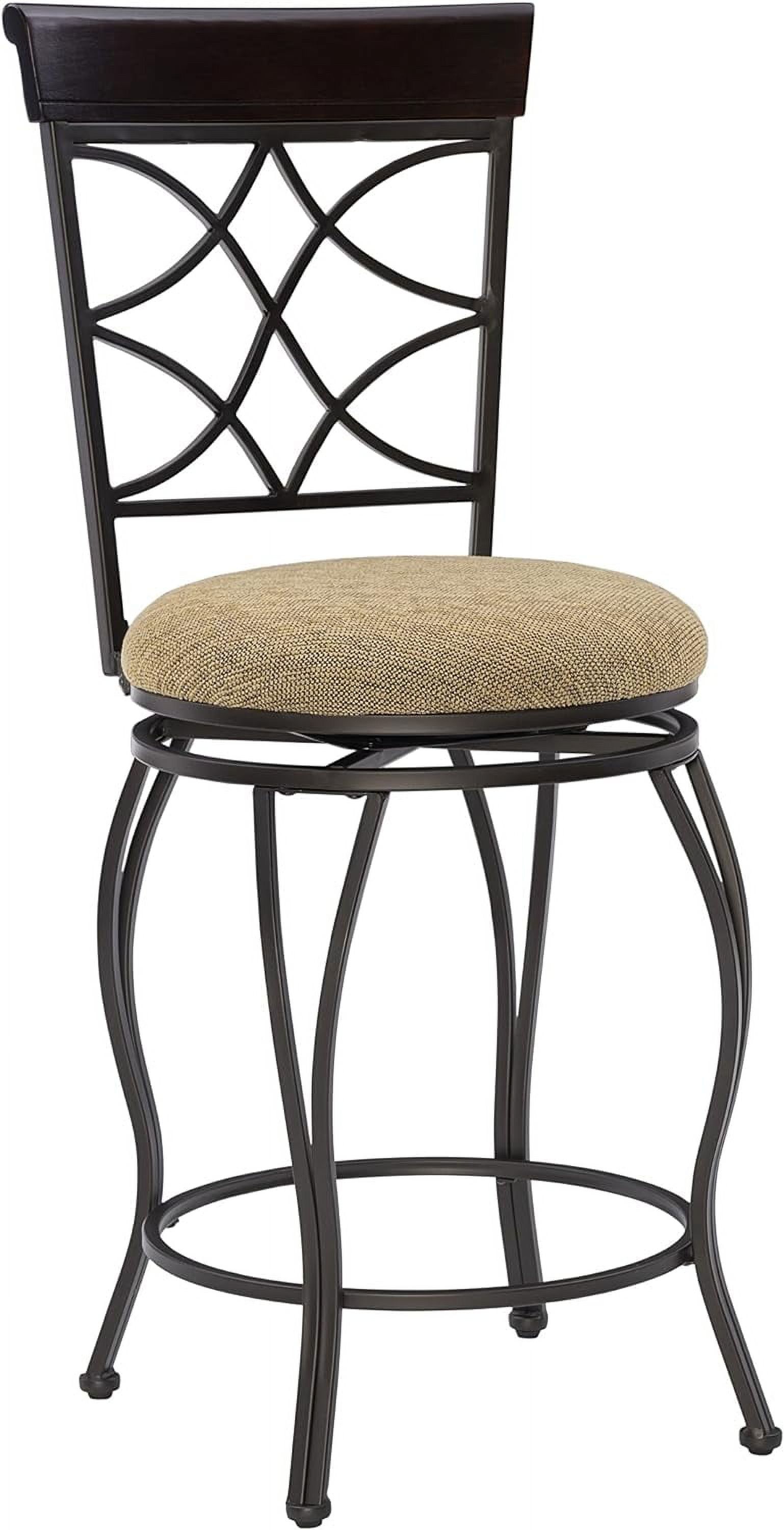 24" Brown Wood and Metal Swivel Counter Stool