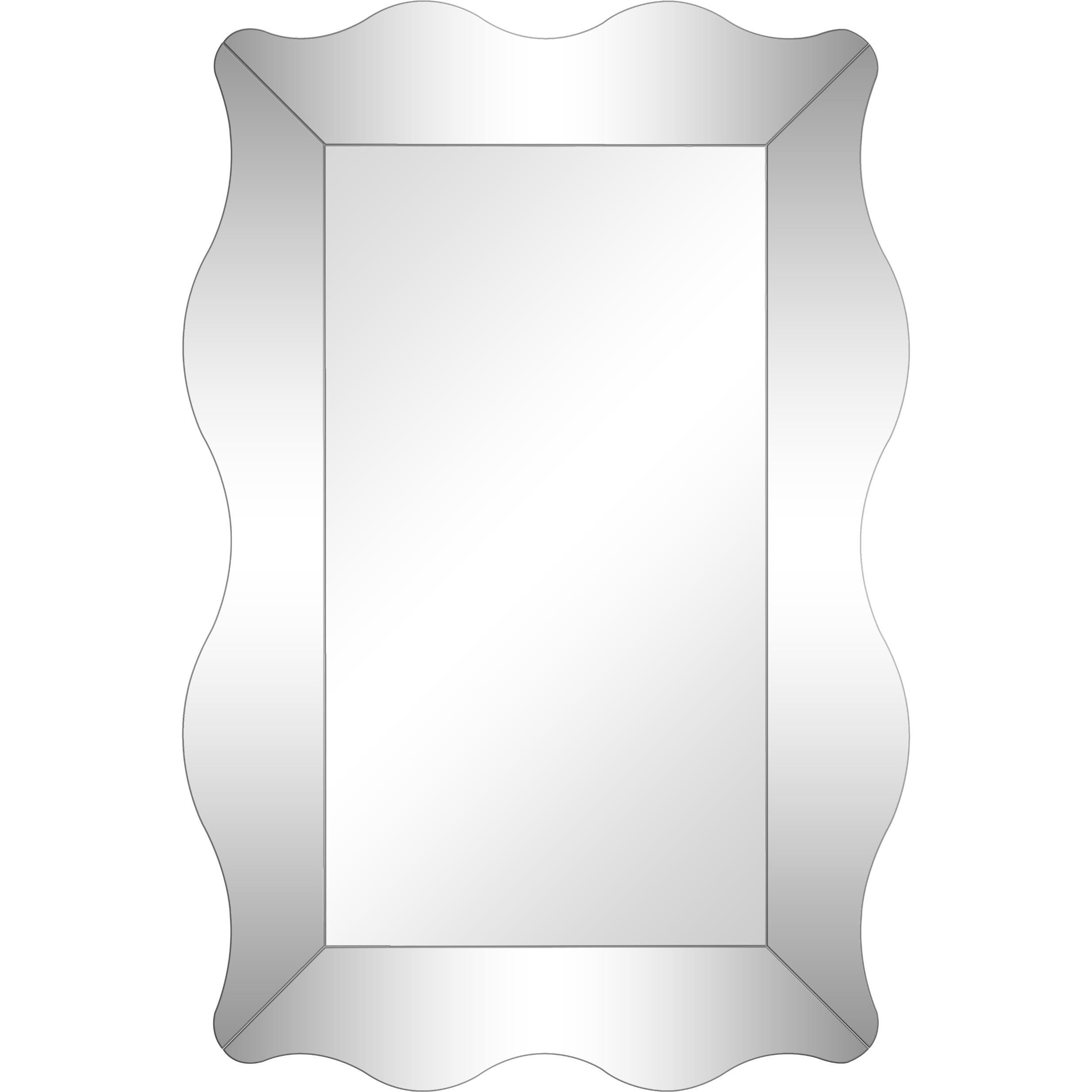 Curvy Silver Framed Rectangular Wall Mirror