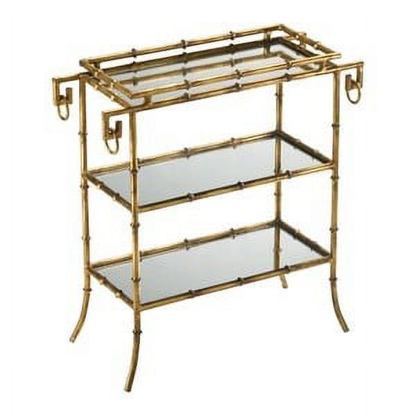 Gold Metal and Glass Rectangular Tray Table