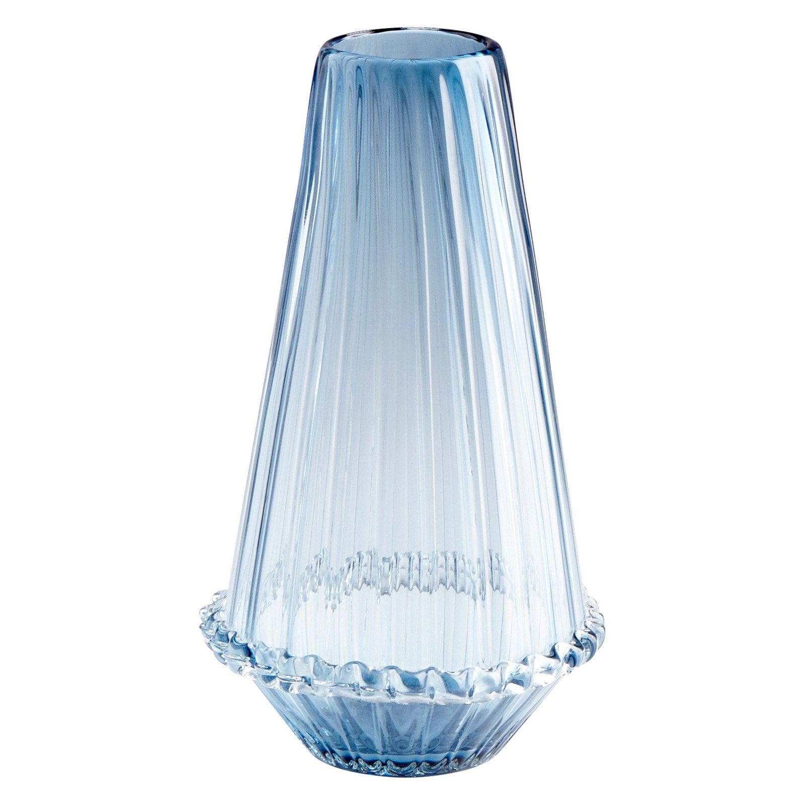 Sky Blue Ribbed Glass Table Vase