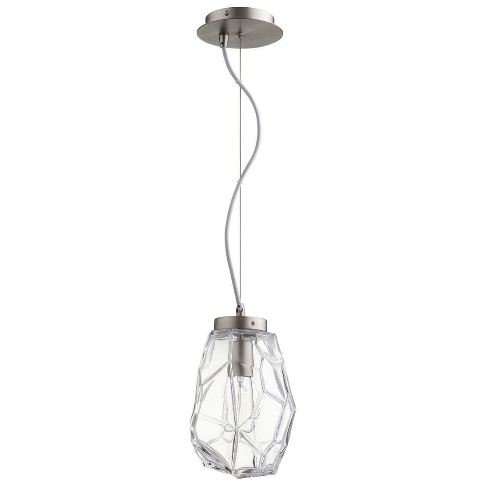 Mini Satin Nickel 7" Glass Pendant Light