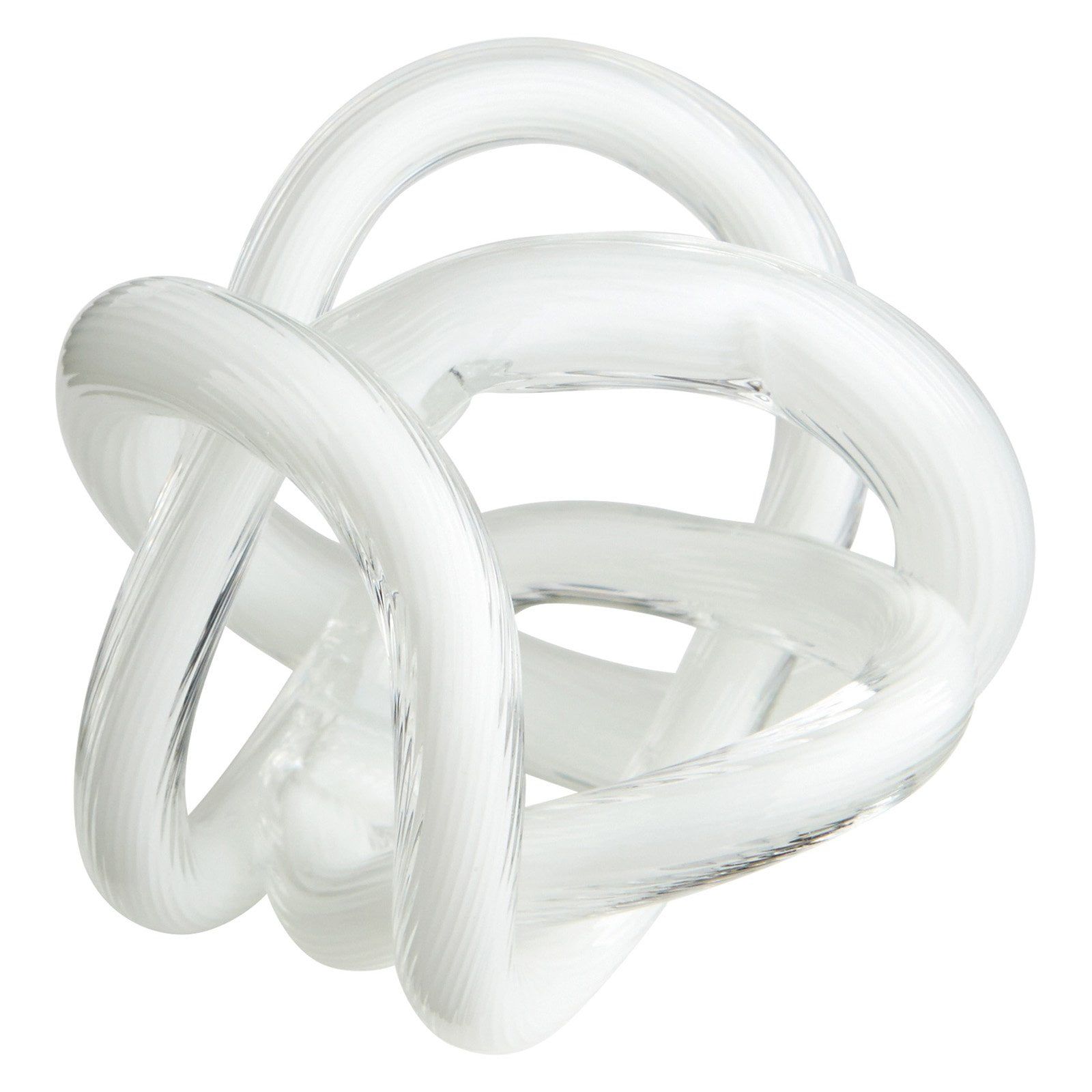 White Glass Interlace Orb Sculpture, 3.25 Inch