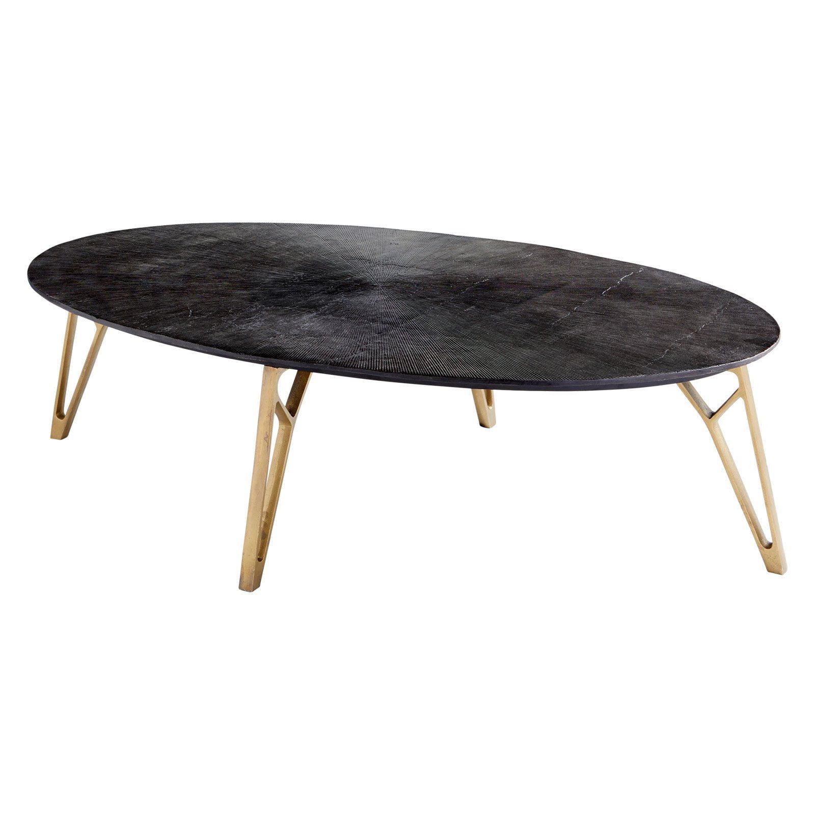 Contemporary Brown Metal Oval Outdoor Coffee Table with Storage