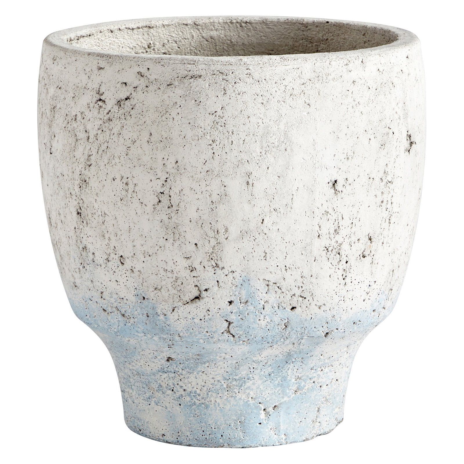 Medium White and Blue Concrete Planter