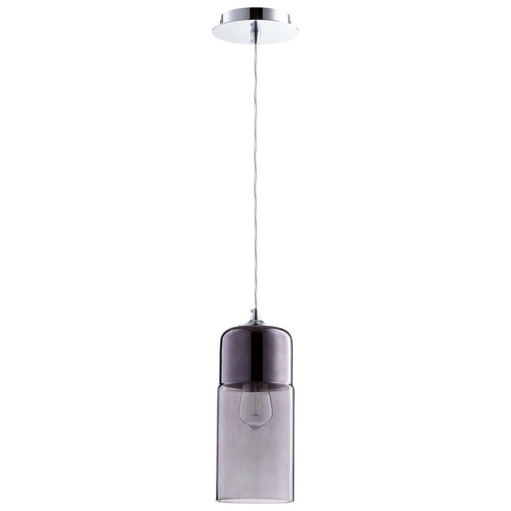 Sleek 14.5'' Chrome Mini Pendant with Smokey Glass Shade