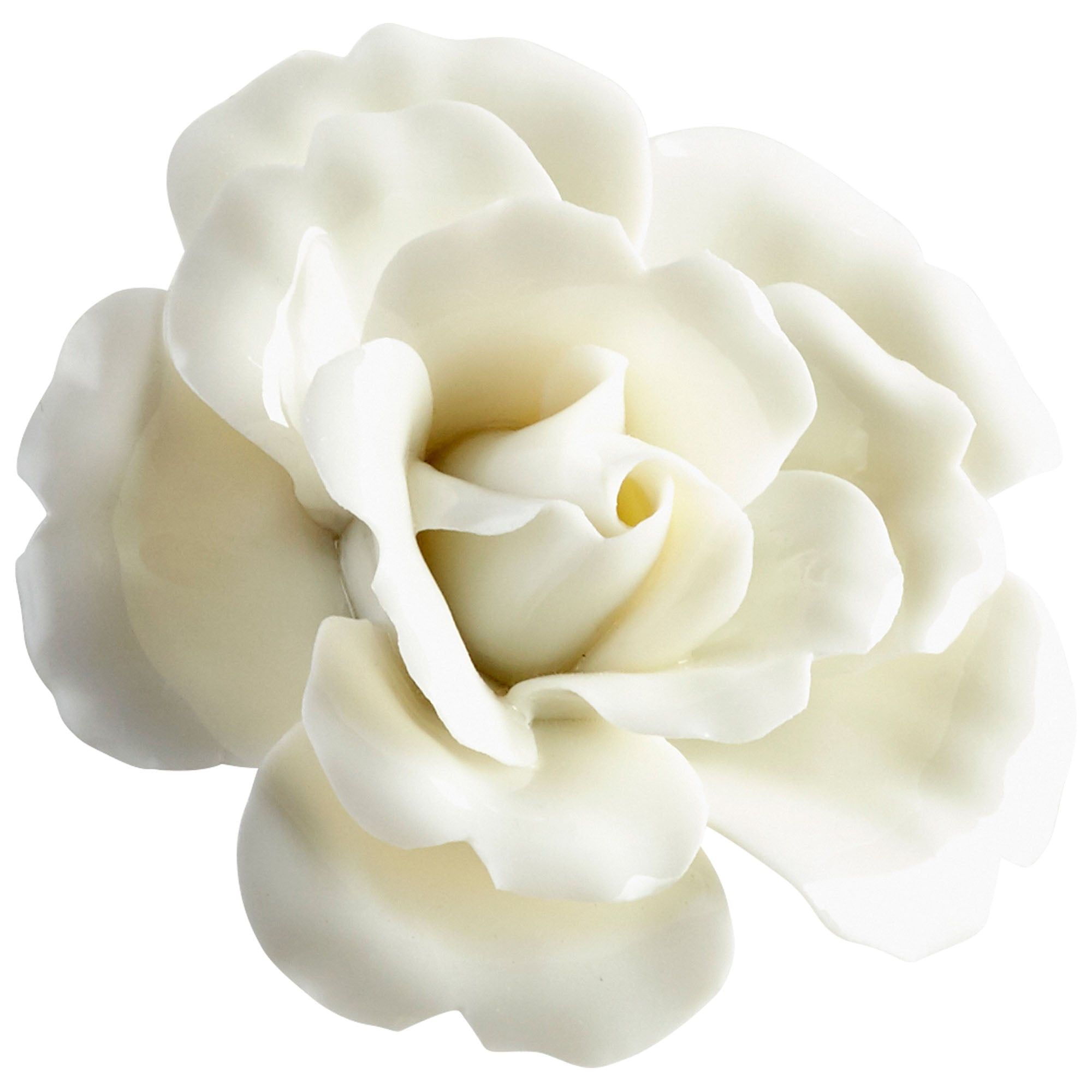 White Ceramic Floral Wall Sculpture, 3.25 Inch