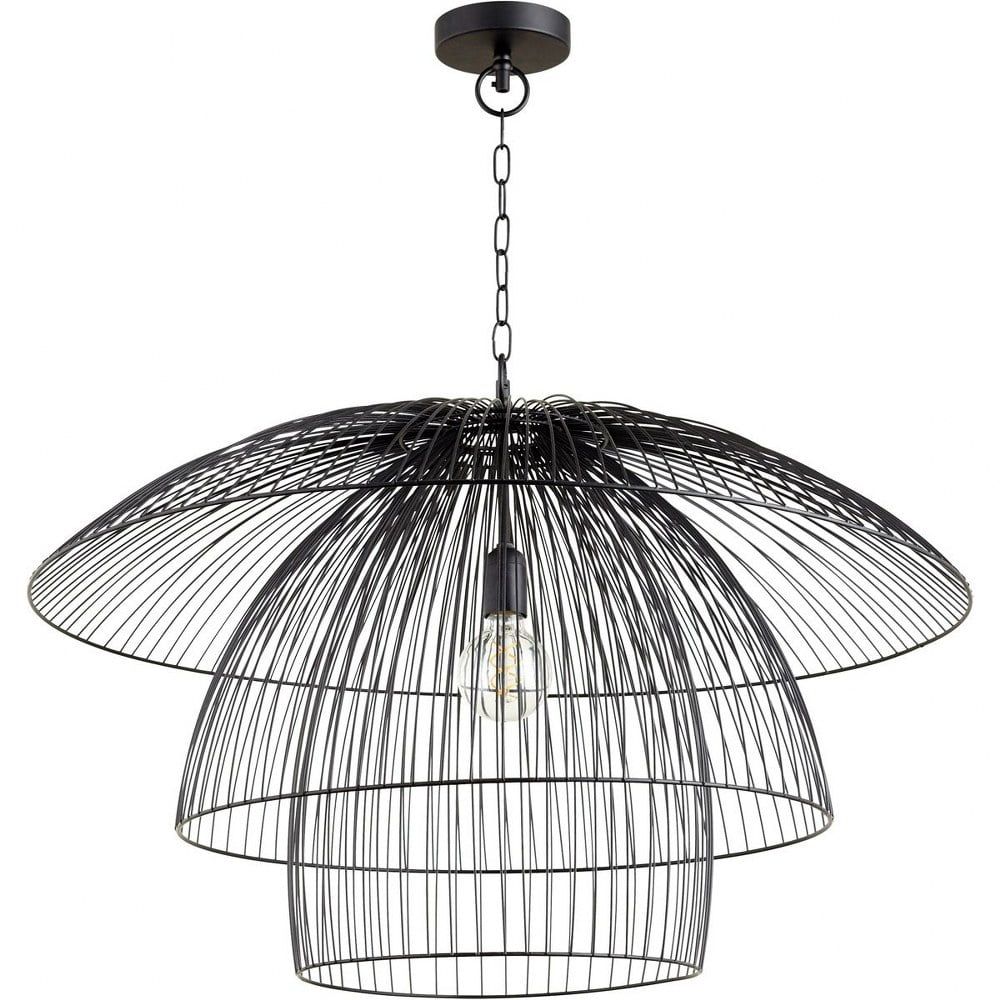 Modern Matte Black Iron Pendant Light - 31.75" Wide