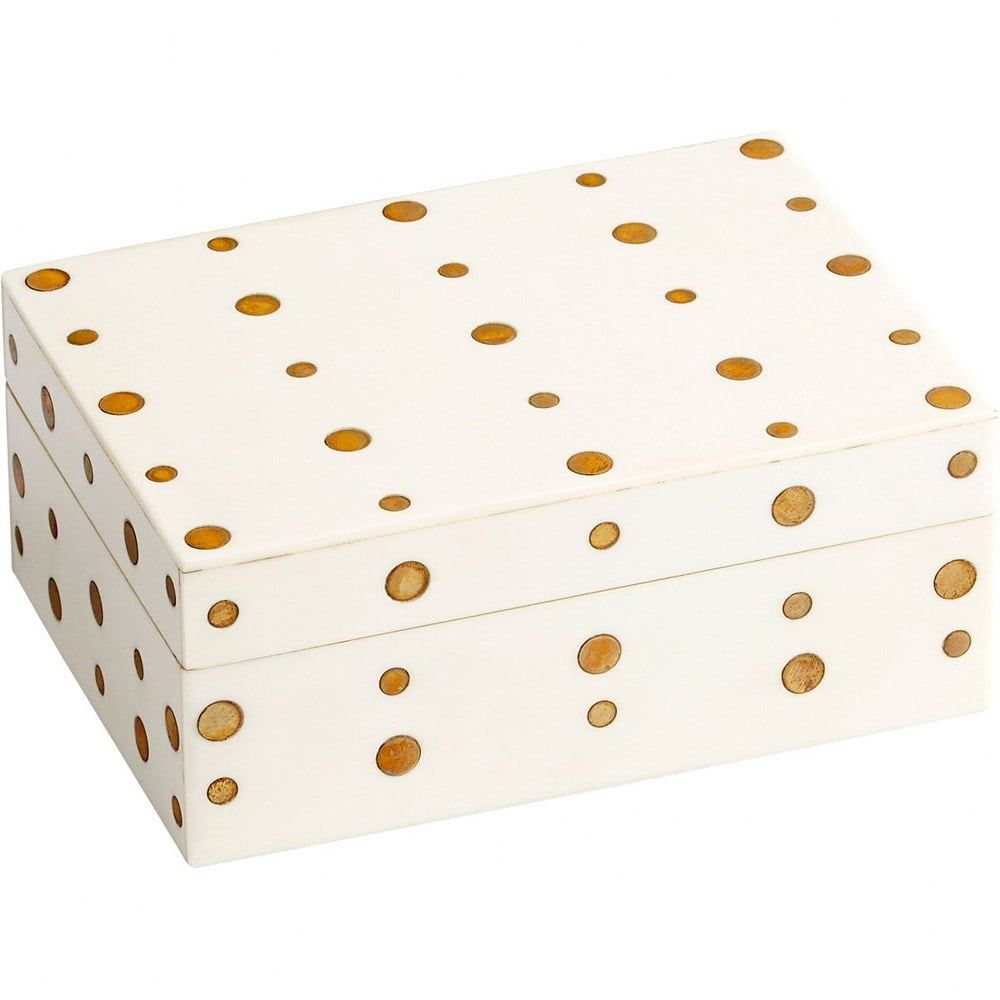 White and Gold Polka Dot Decorative Box