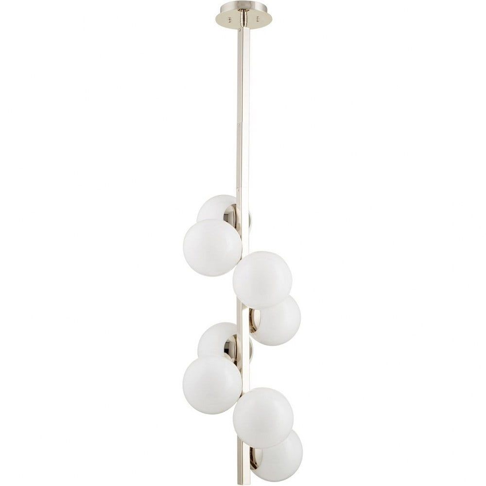 Polished Nickel 36" Opal Glass Globe Pendant Light