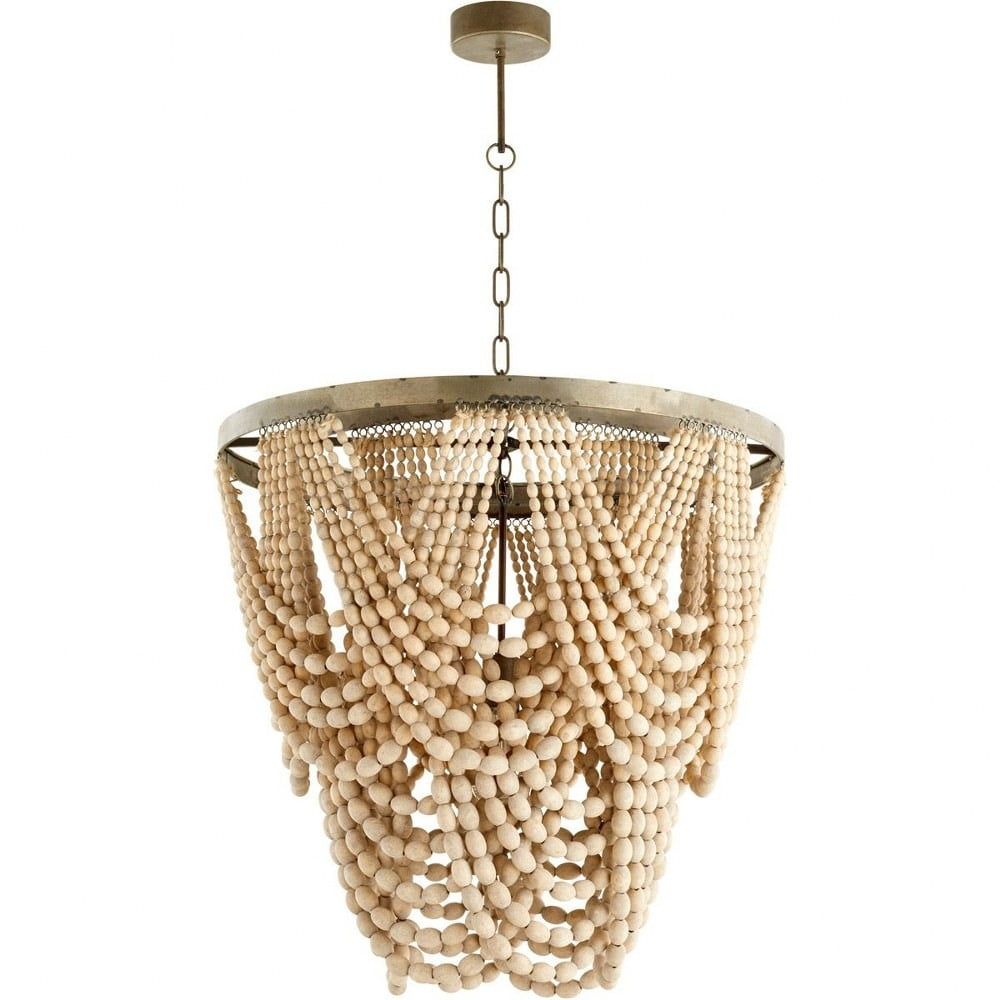 Exotic Beaded Large Pendant Light in Tinted Black Iron, 25.5"