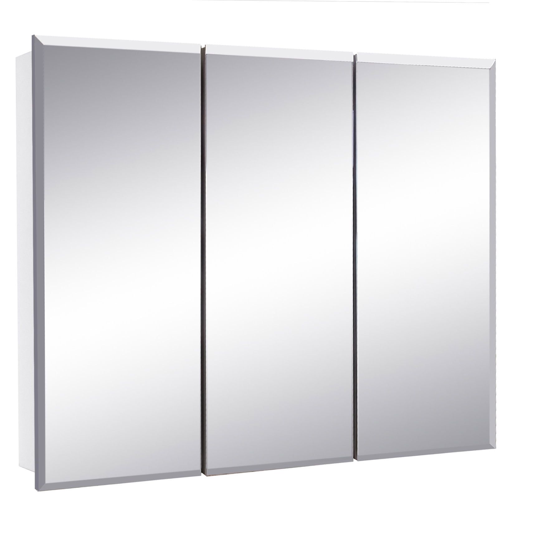 36 Inch White Tri-View Bathroom Medicine Cabinet with Mirror