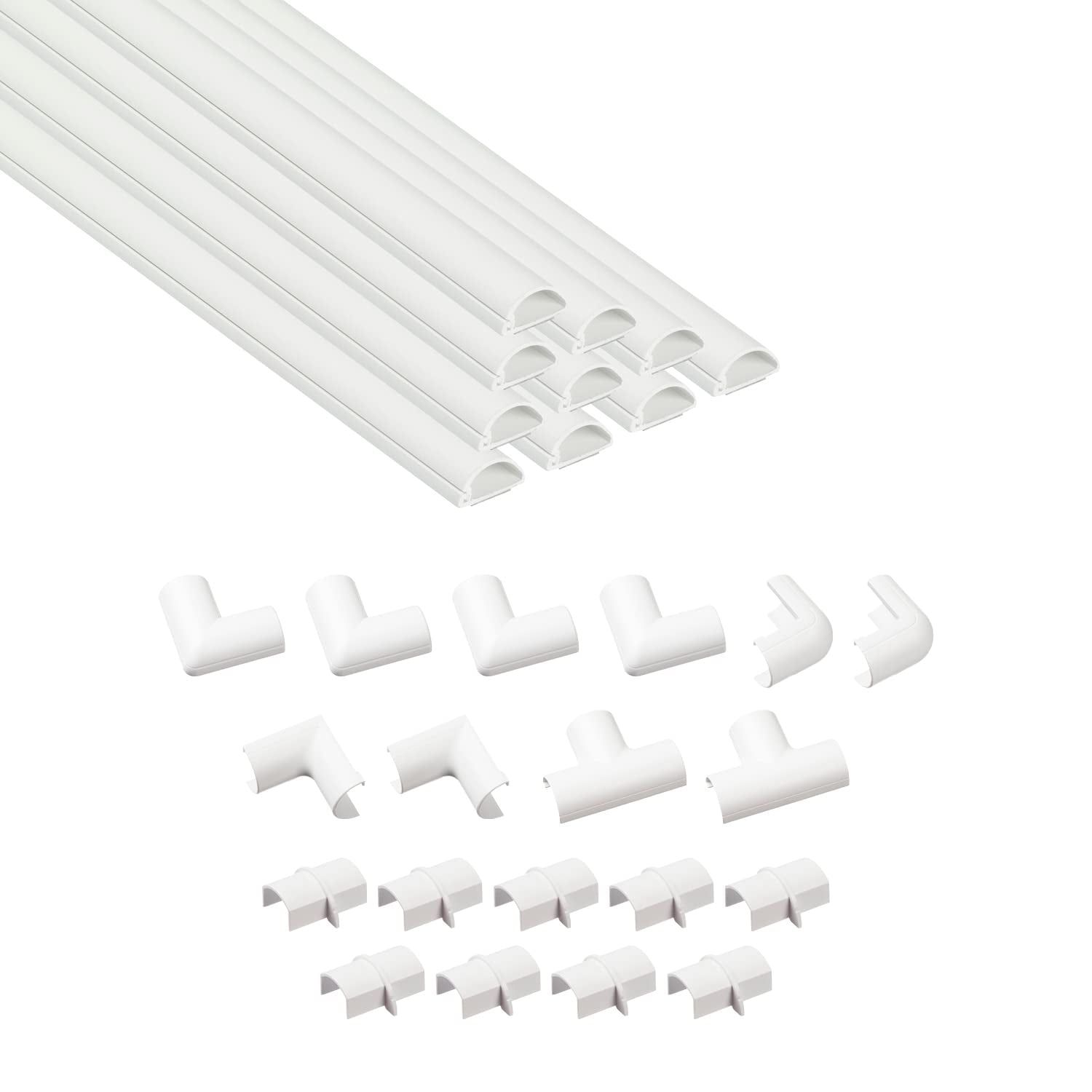 White Half Round Cord Cover Pack with Adhesive