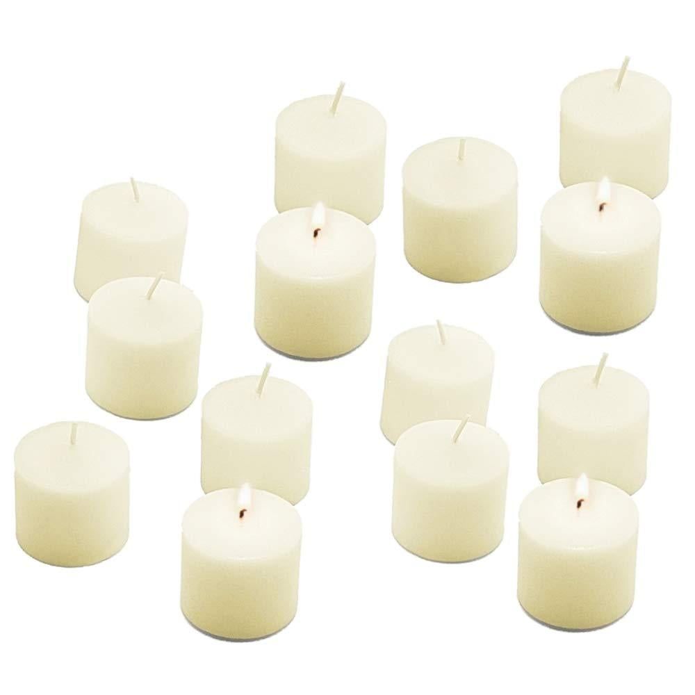 Ivory Unscented Paraffin Wax Votive Candles, 10 Hour Burn Time, Set of 72