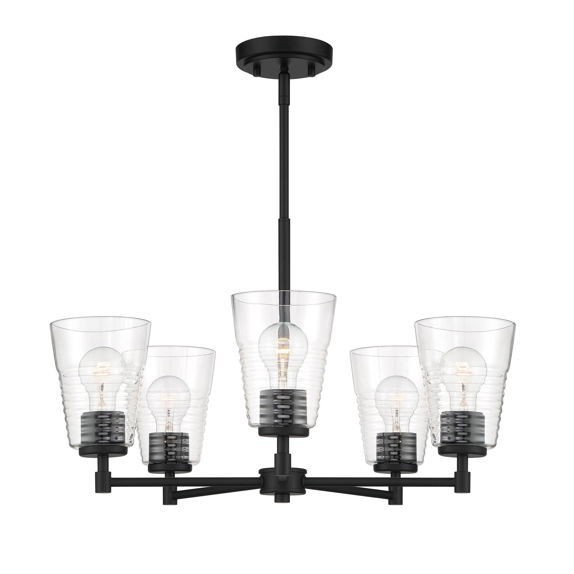 Ingo Urban Chic 24" Matte Black Steel Chandelier with Clear Glass