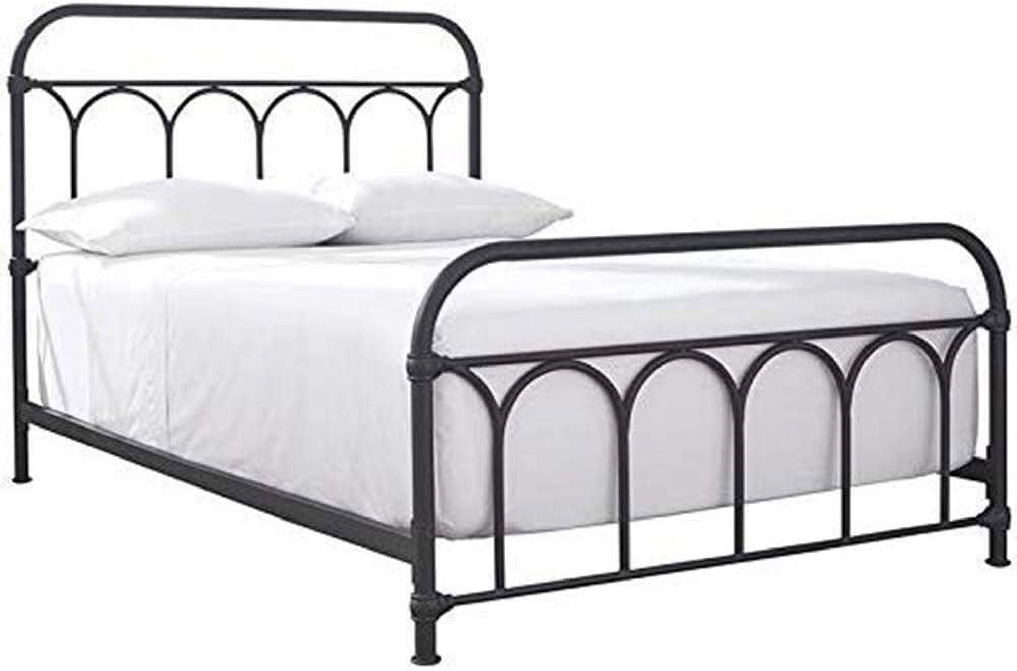 Nashburg Twin Black Wrought Iron Metal Bed with Headboard