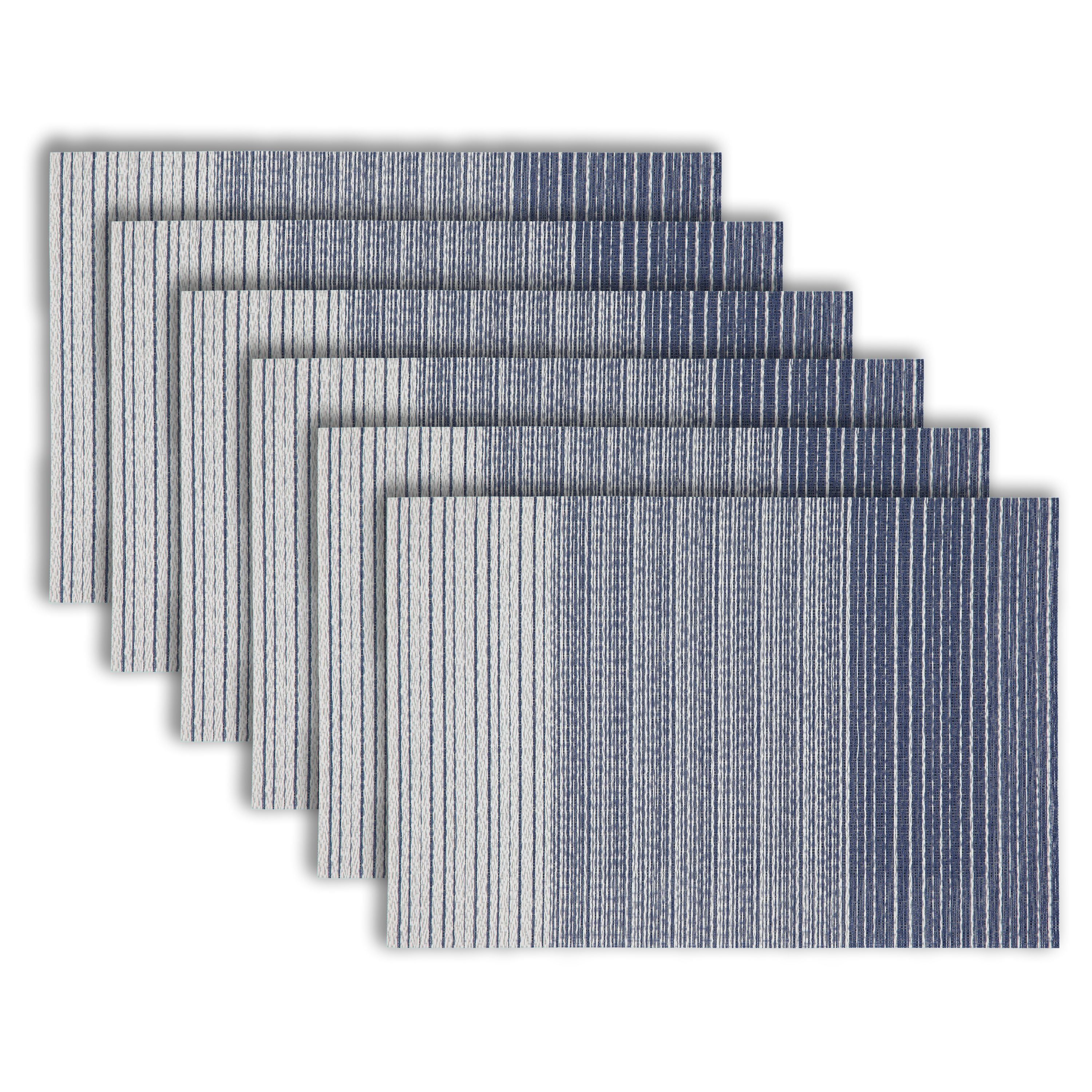 Ombre Blue Vinyl Reversible 12x18 Placemats Set of 6