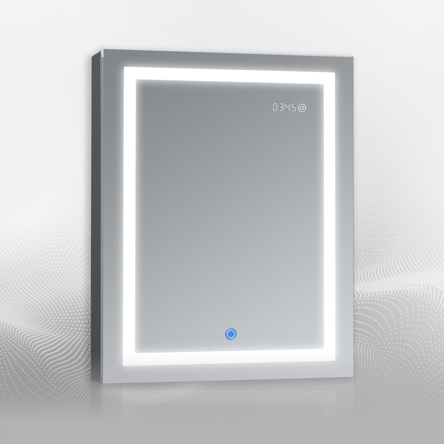 Medium Rectangular LED Mirror Medicine Cabinet with Dimmer and Clock