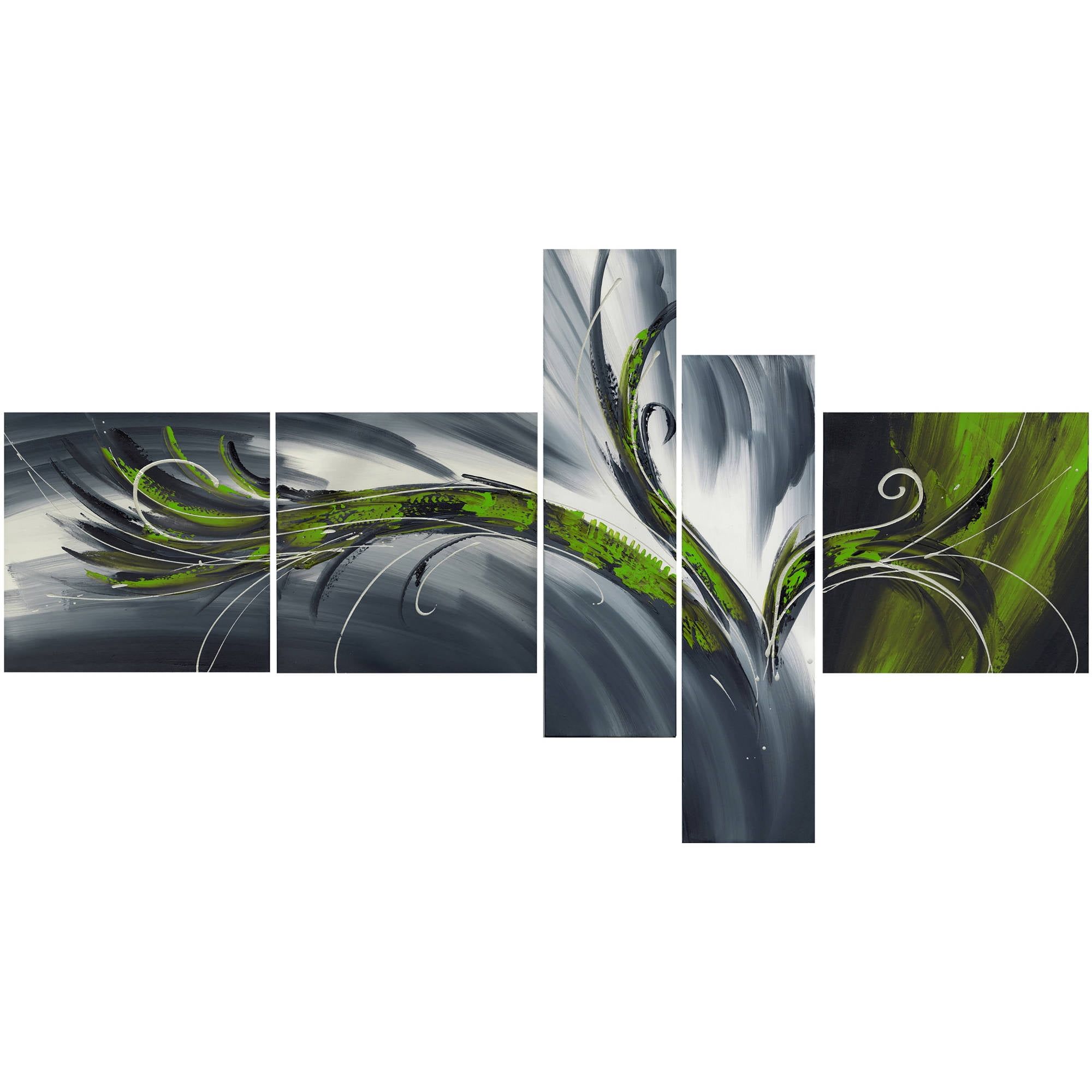 Abstract Green and Gray 5-Piece Canvas Wall Art