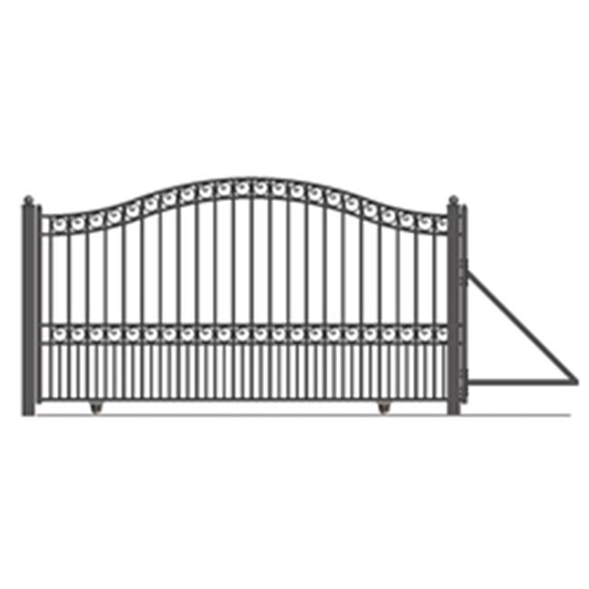 London Style 12' Black Steel Sliding Driveway Gate with Opener