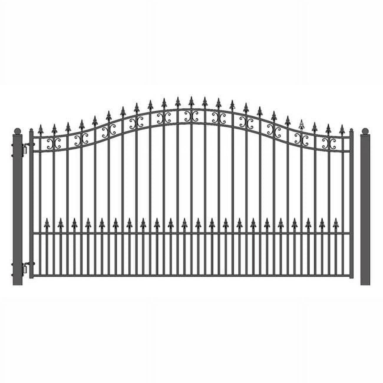 St. Louis Style Black Iron Arched Driveway Gate 12' x 6'