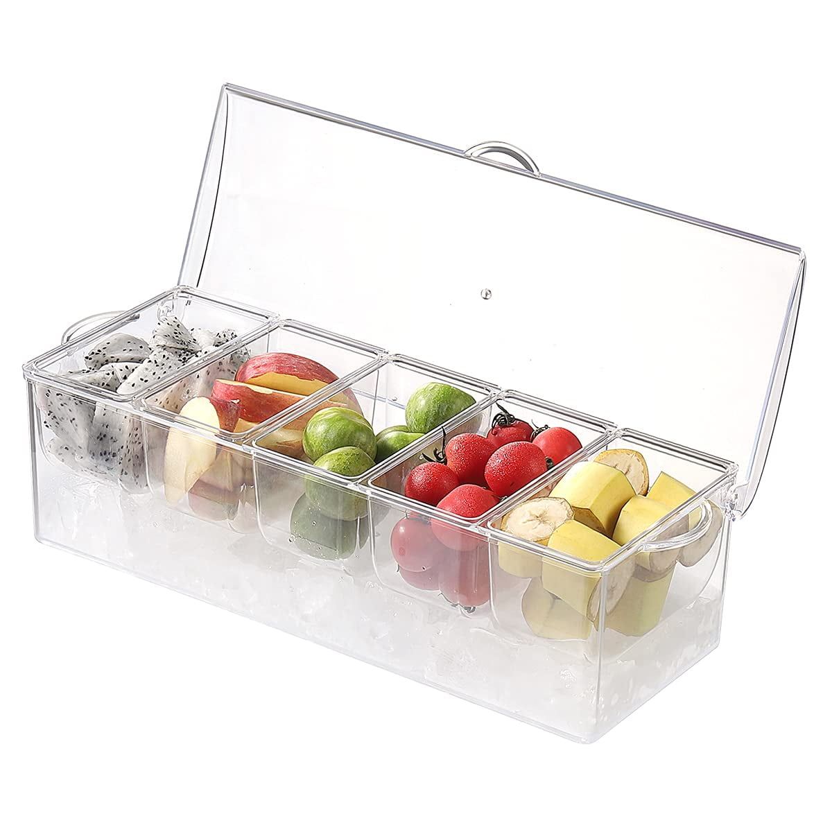 Clear Acrylic 5-Compartment Ice Chilled Condiment Server