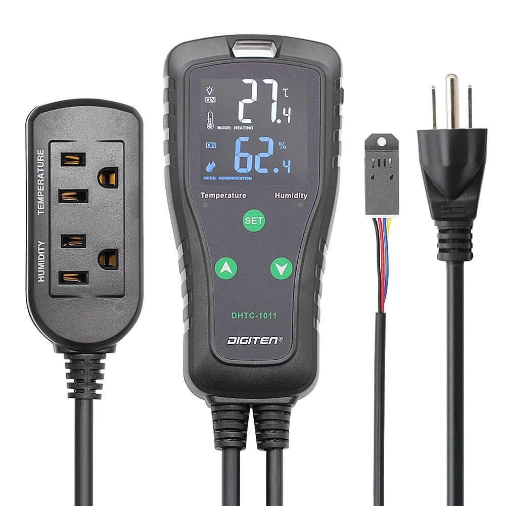 DIGITEN Black Digital Temperature and Humidity Controller with LCD Display