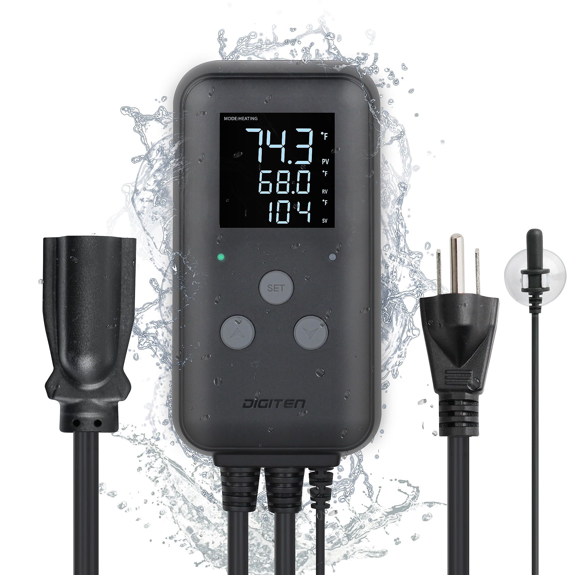 DIGITEN Waterproof LED Temperature Controller for Heating and Cooling