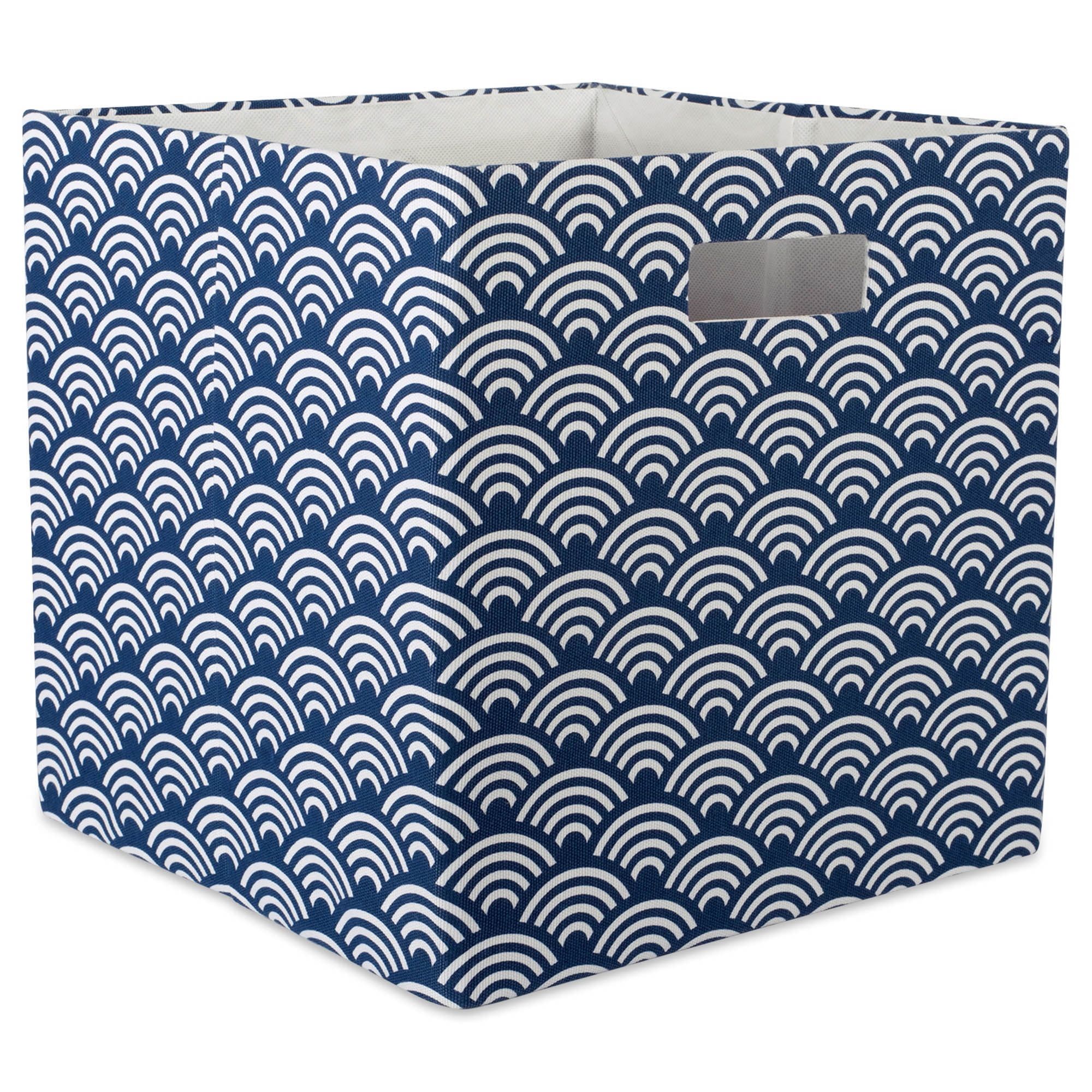 Nautical Blue Waves Fabric Collapsible Cube Storage Bin