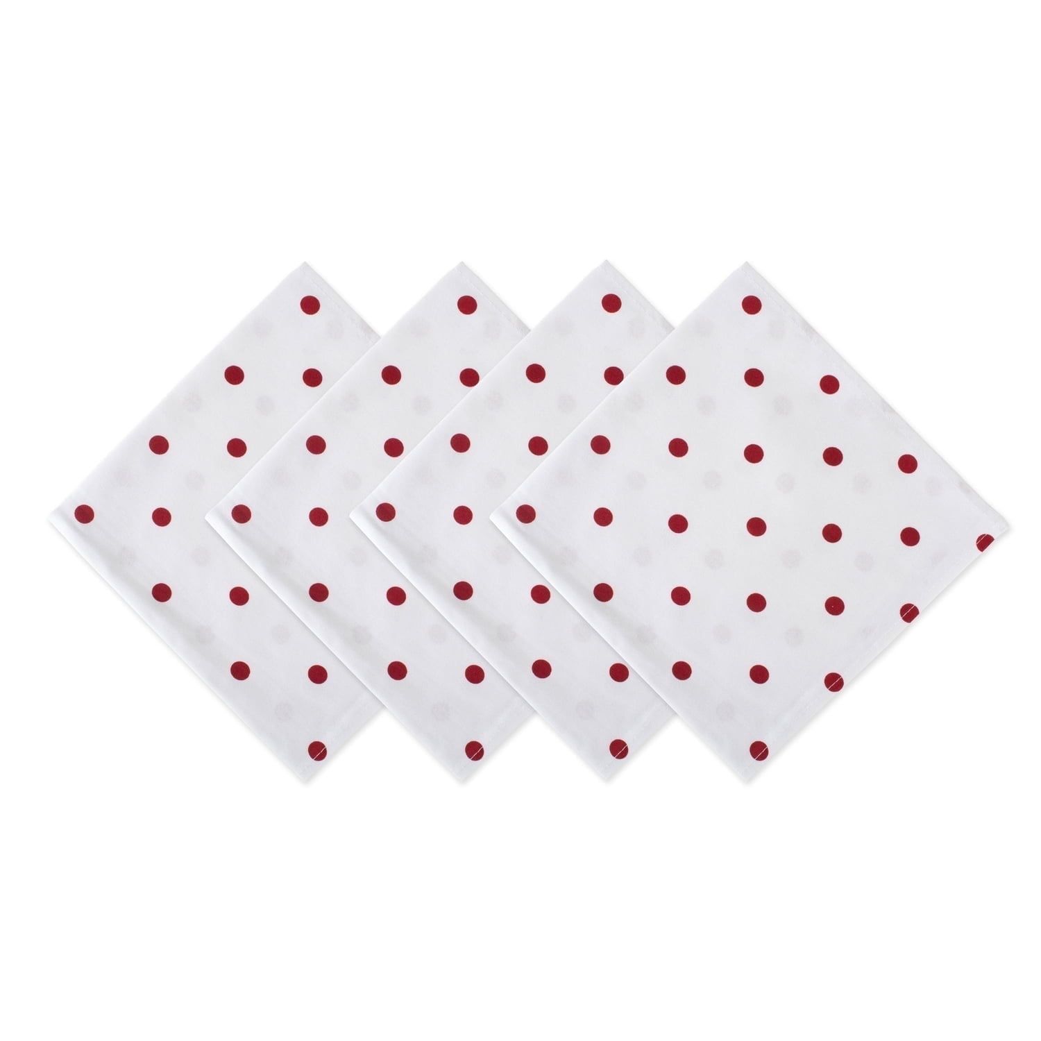 White and Red Polka Dot Cotton Napkins, Set of 4