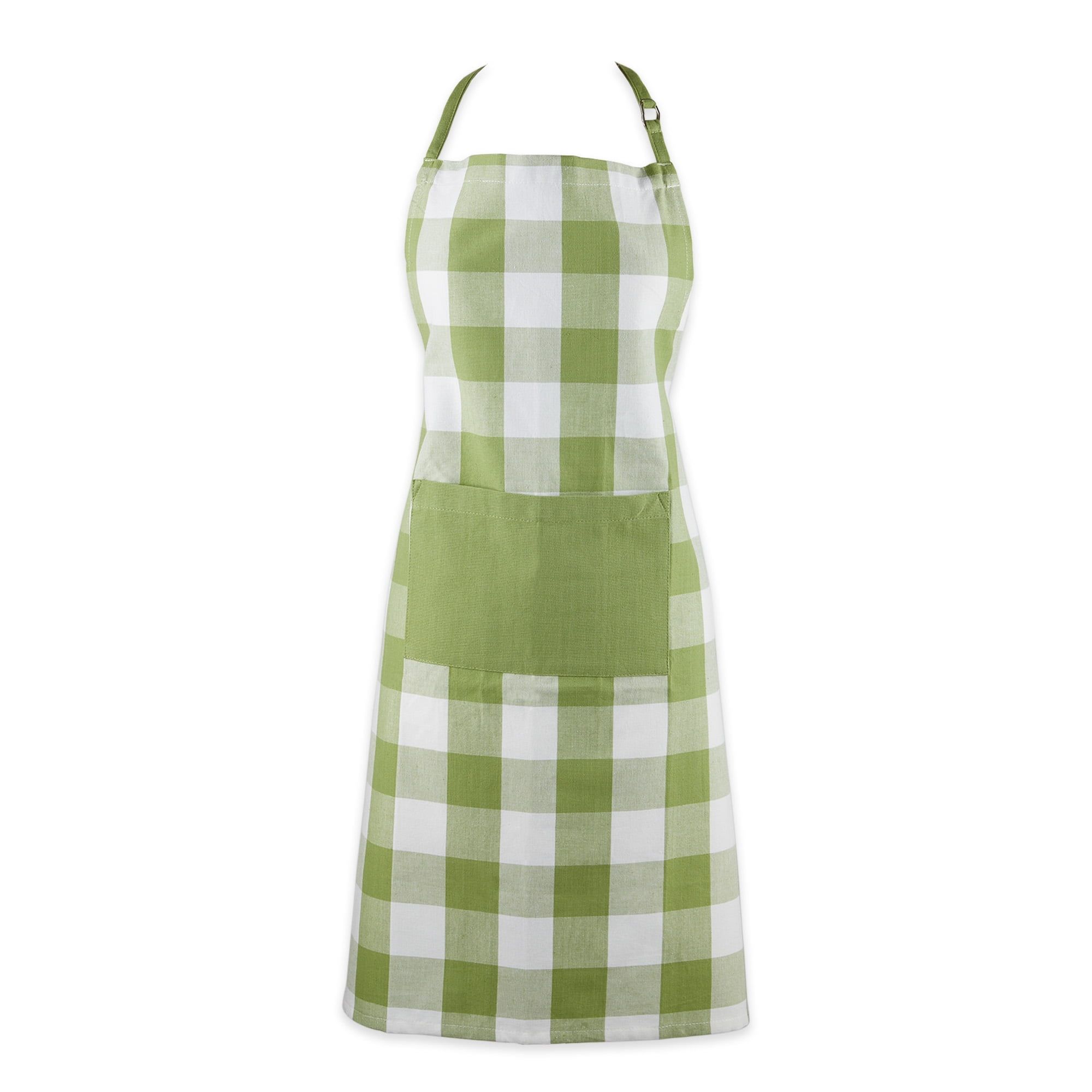 Olive Green Buffalo Check Cotton Chef Apron 32x38 inches