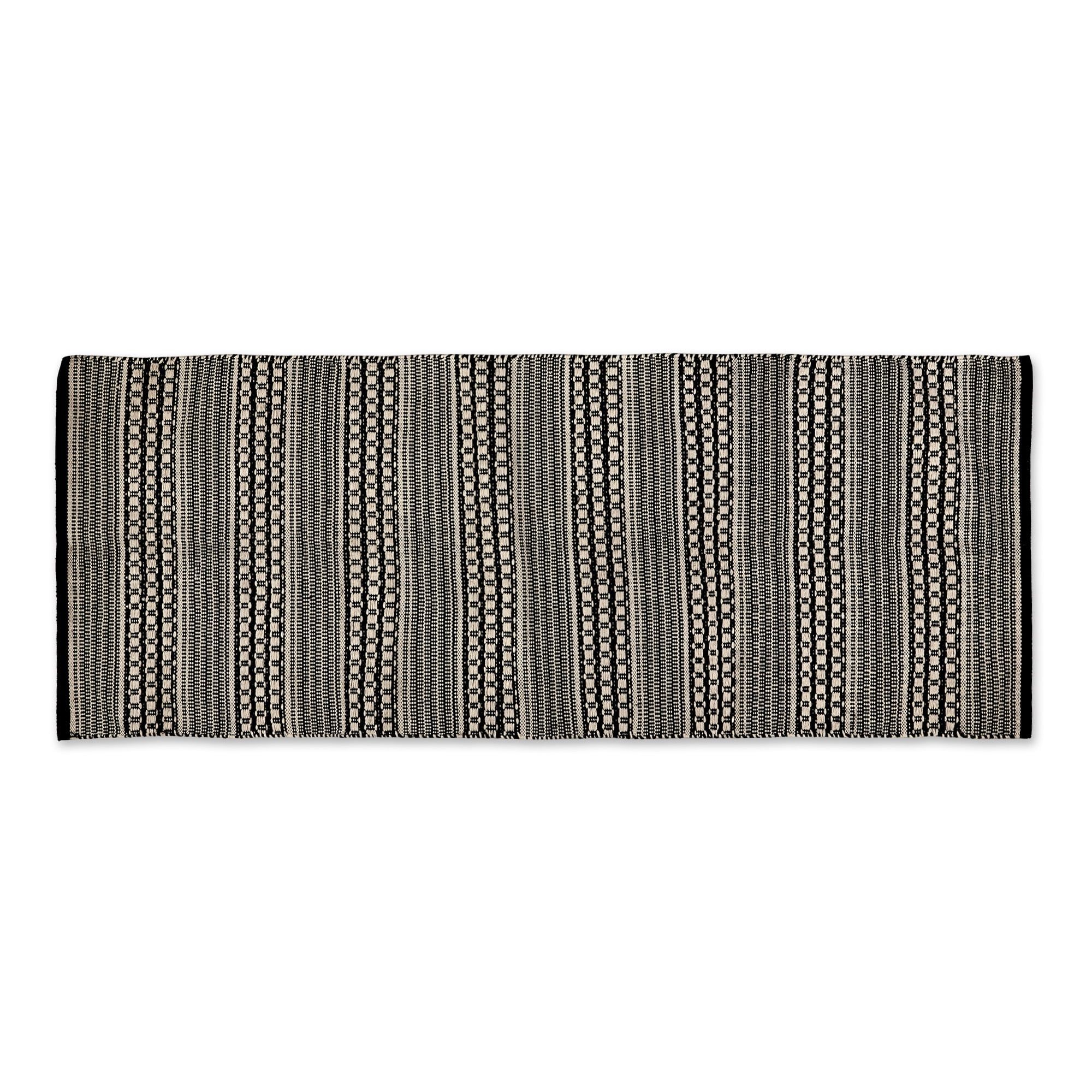 Handmade Cotton Black Stripe Rectangular Runner Rug 72"x30"