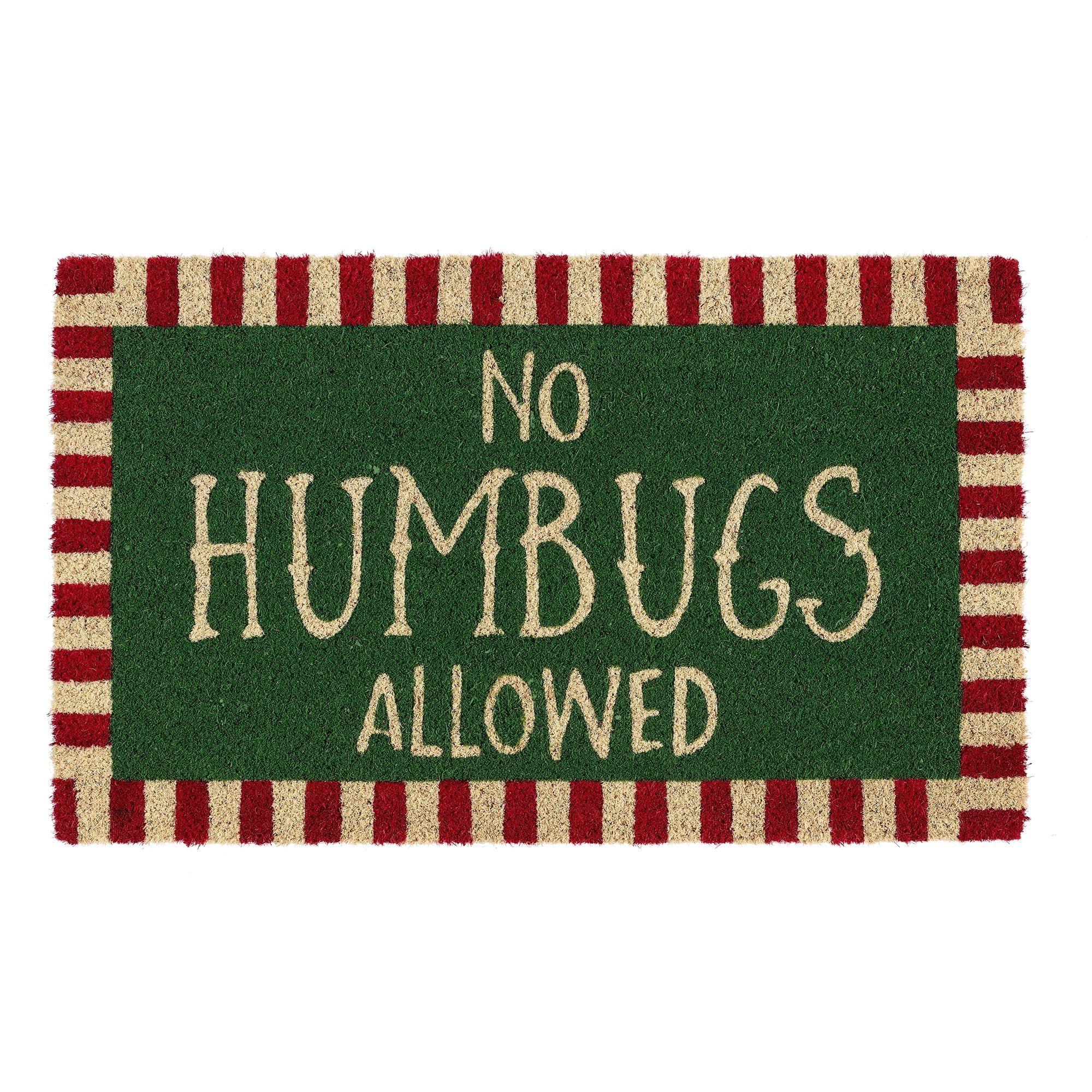 No Humbugs Green and Red Coir Christmas Doormat