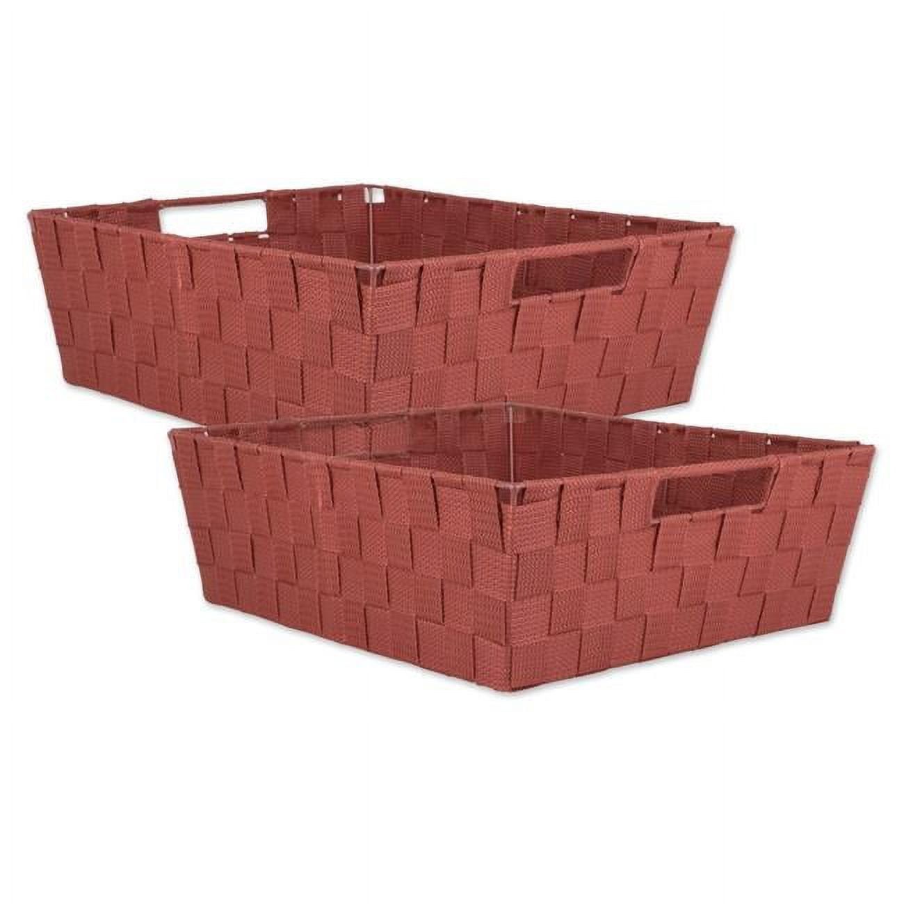 Rustic Trapezoid Woven Nylon Storage Bin Set with Metal Handles