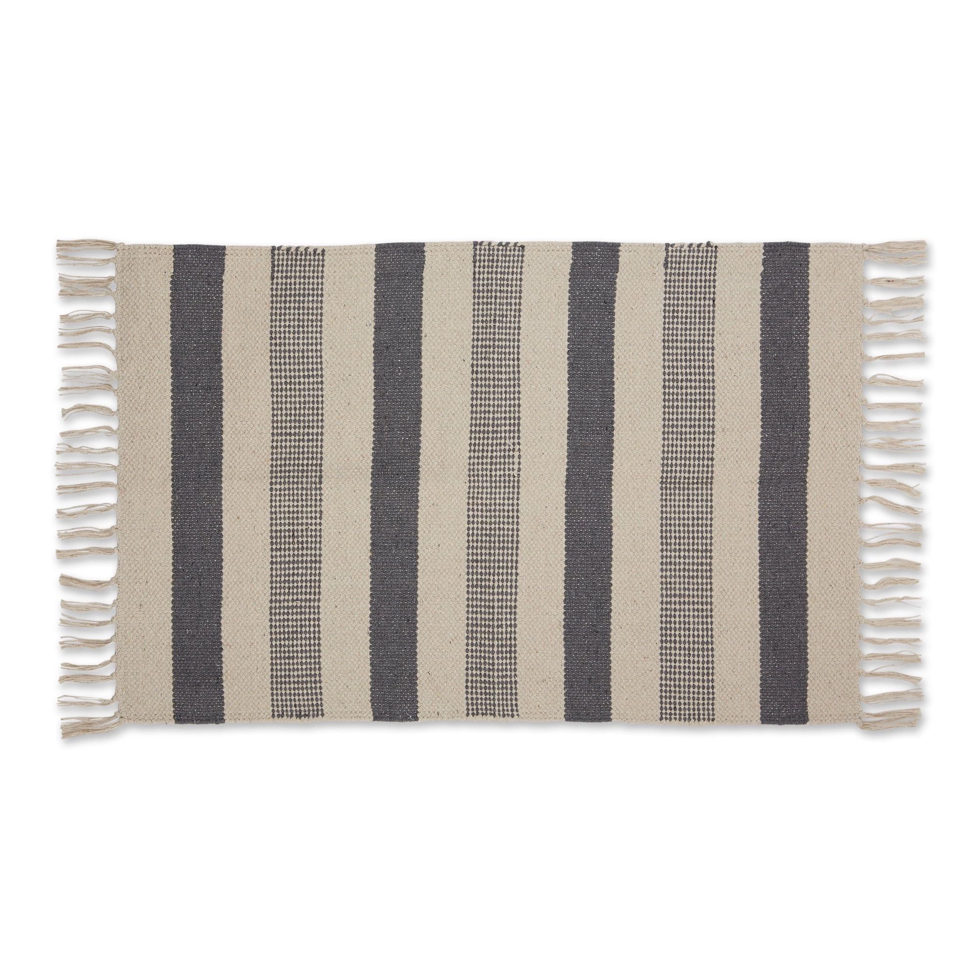 Hand-Loomed Gray Stripe Cotton Accent Rug 24"x36"