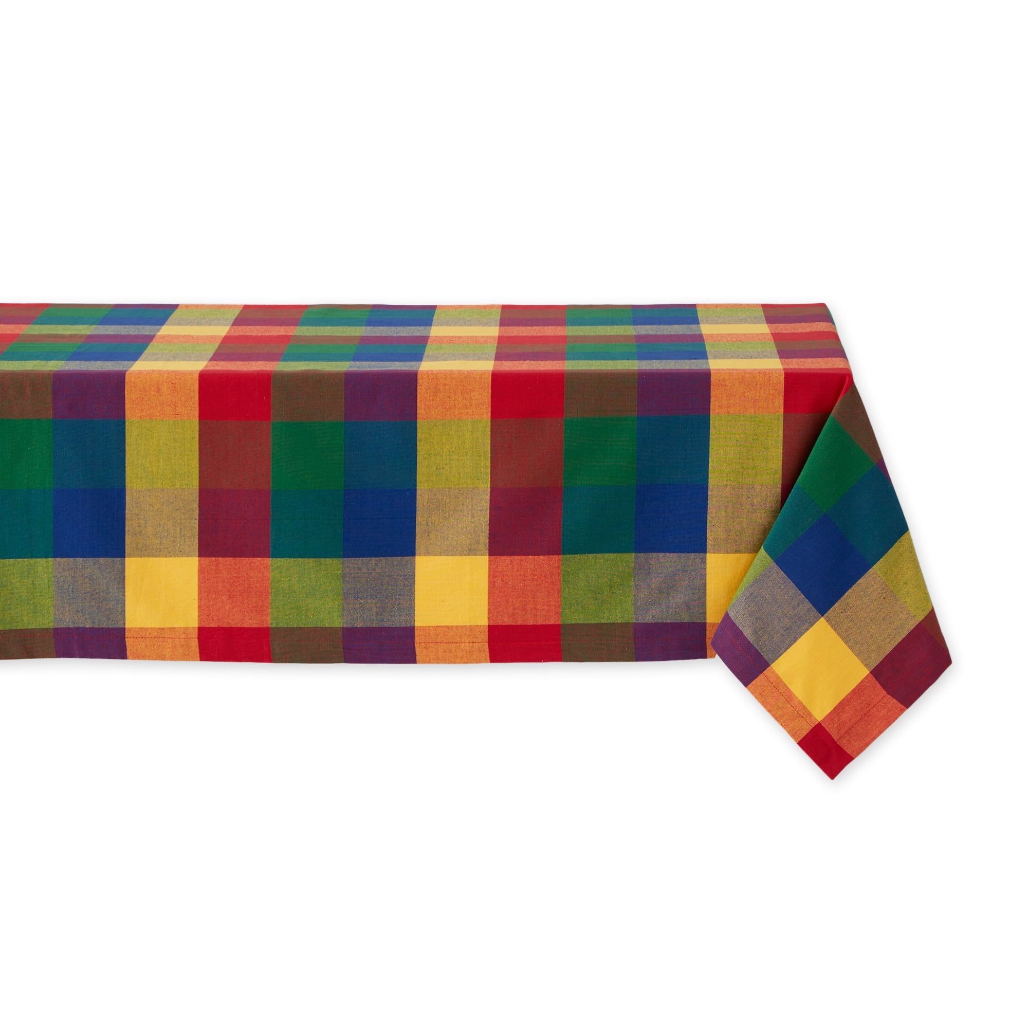 Colorful Checkered Cotton Square Tablecloth, 52x52