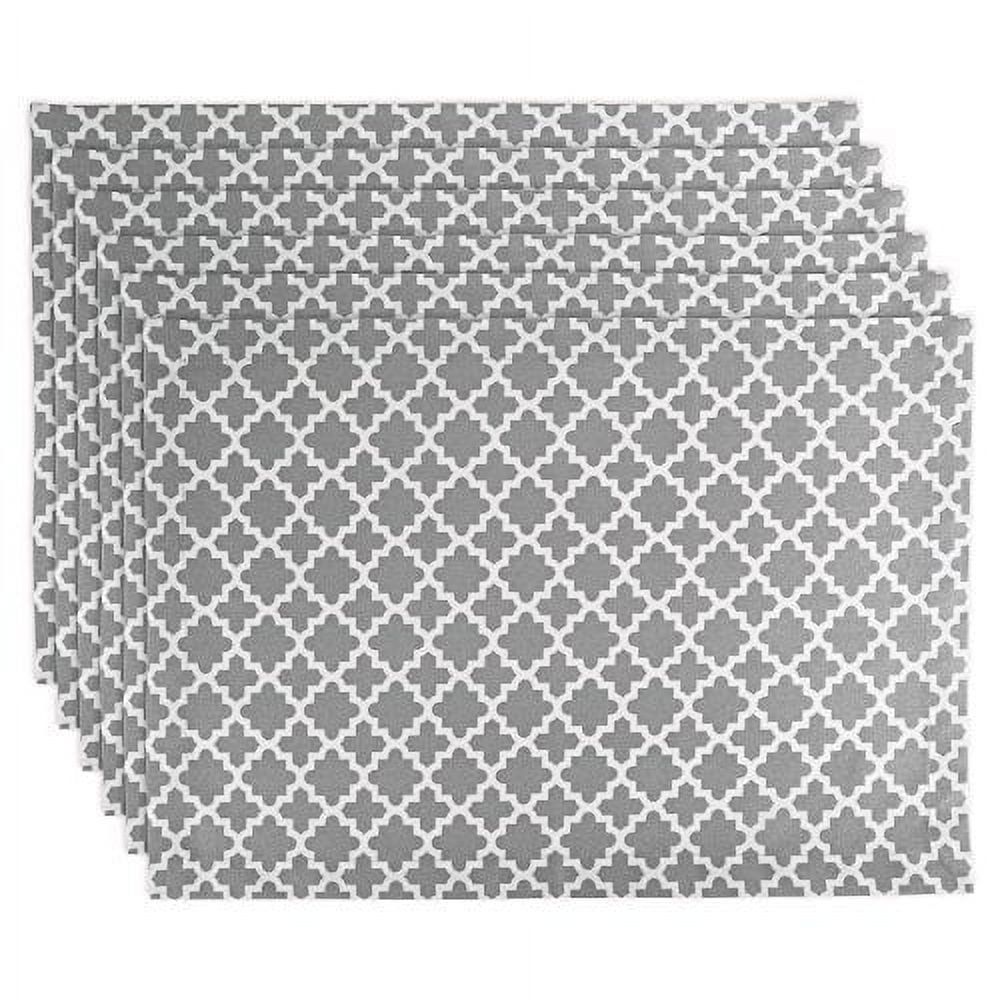 Gray and White Cotton Lattice Placemat Set of 6