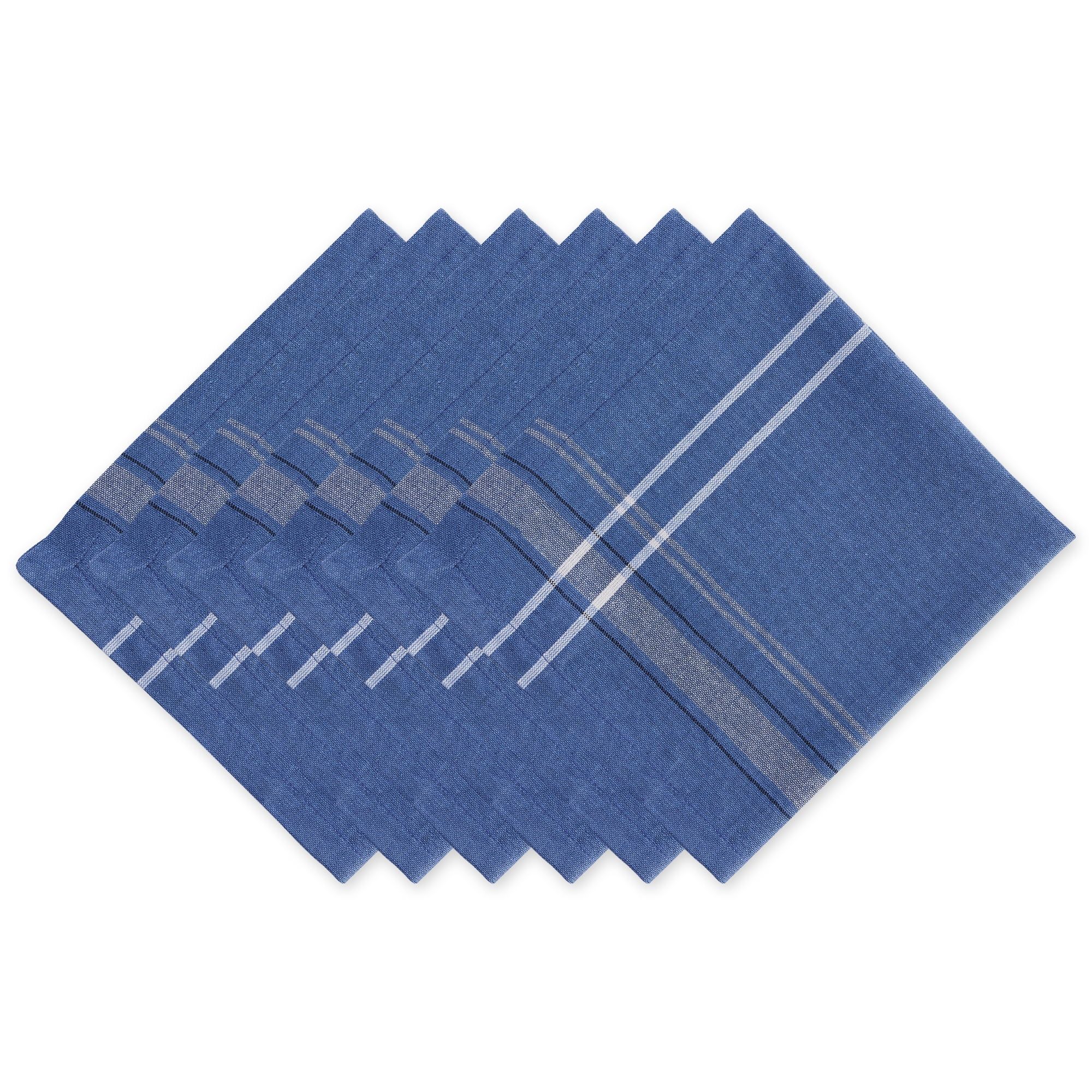 Blue Cotton Chambray French Stripe Napkin Set of 6