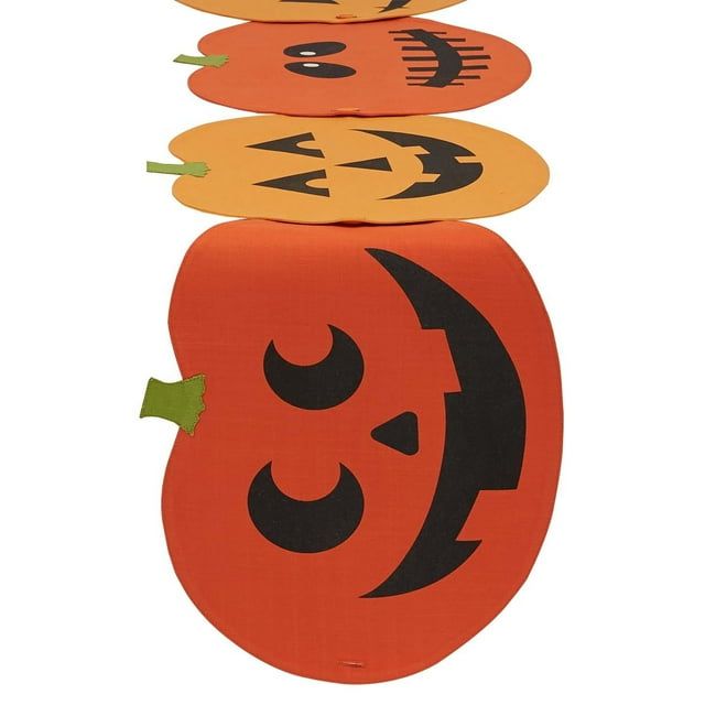 Halloween Orange Cotton Jack-O-Lantern Table Runner Set