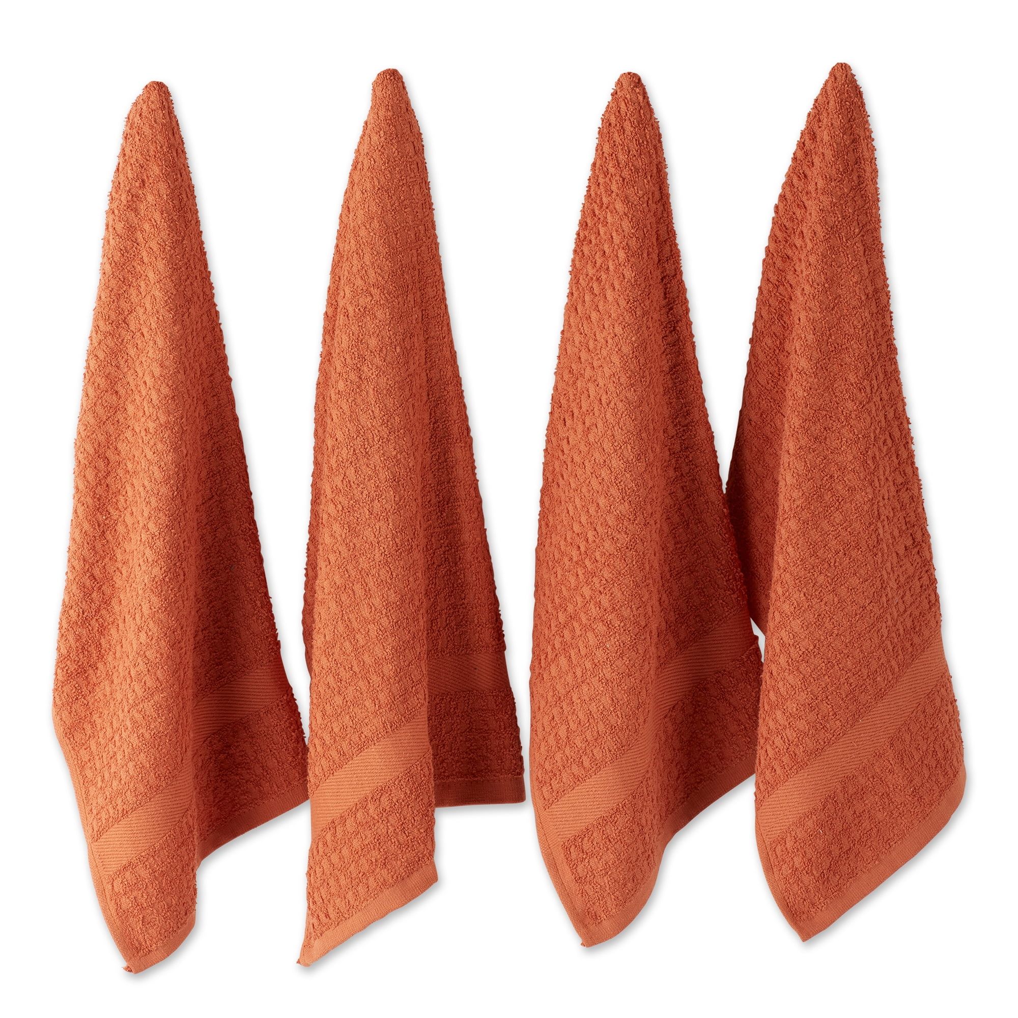 Spice Orange Cotton Waffle Terry Dishtowel Set of 4