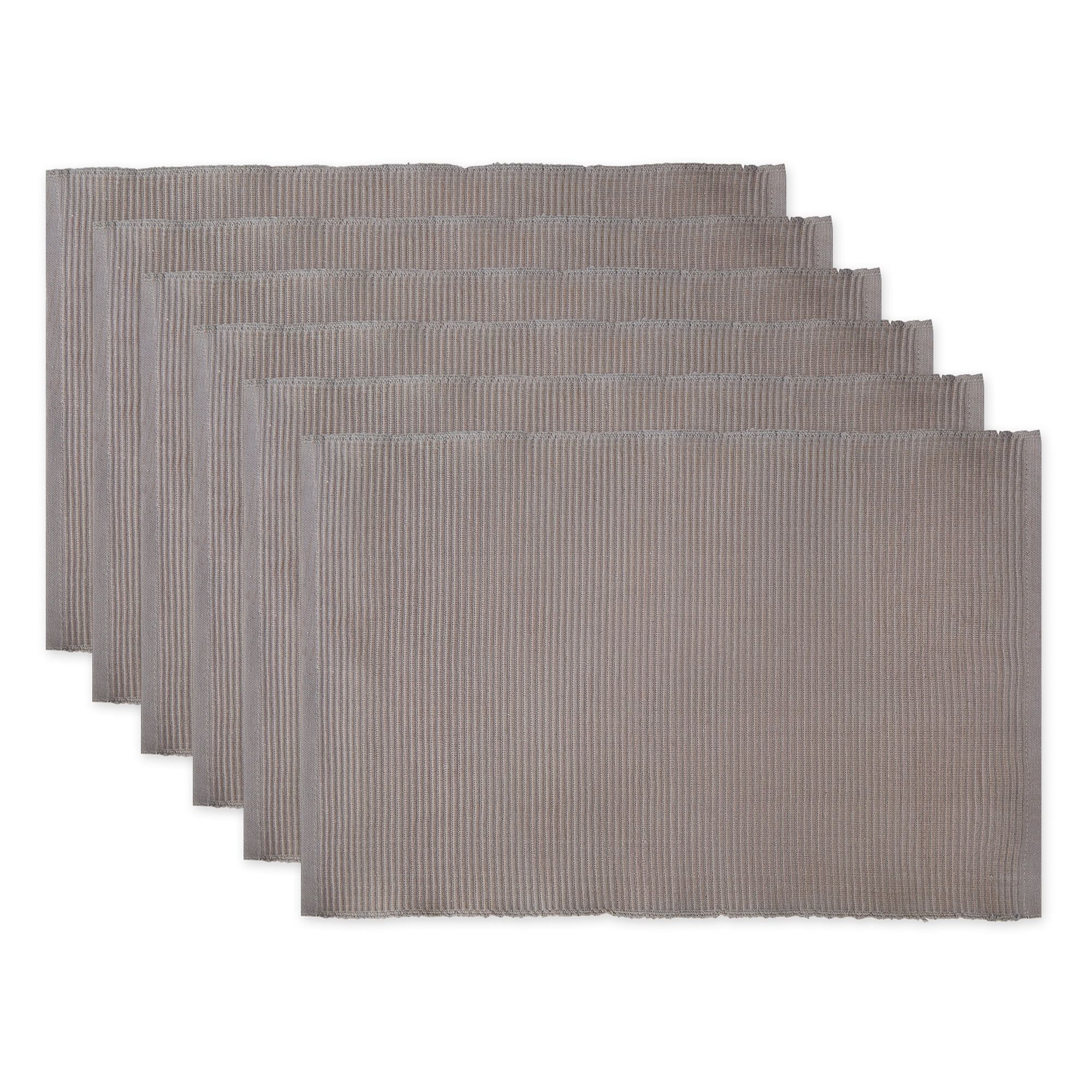 Gray Ribbed Cotton Placemats Set of 6, 13x19