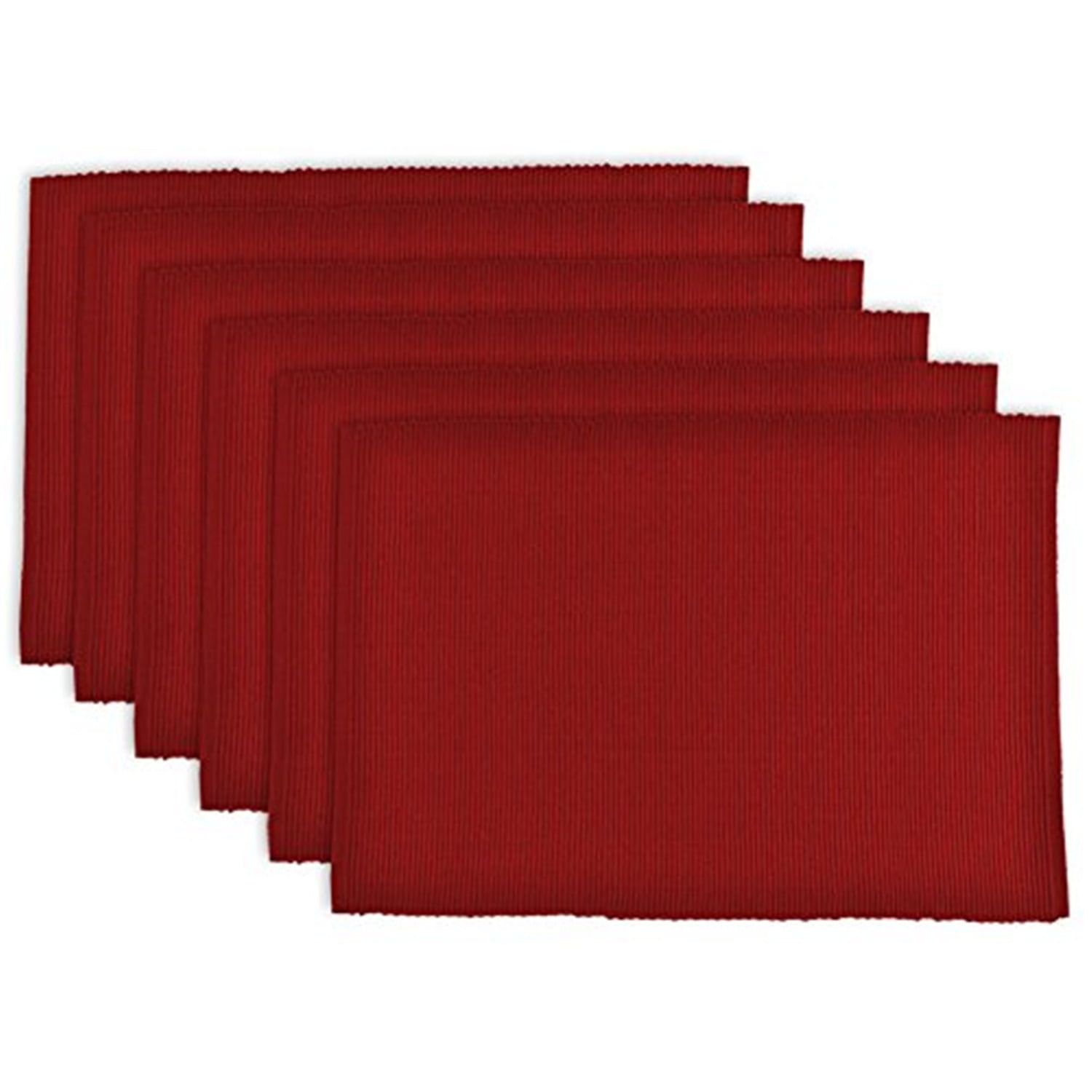 Tango Red Cotton Ribbed Placemats Set of 6