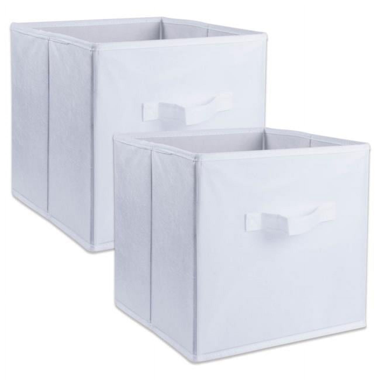 White Nonwoven Fabric Collapsible Storage Cube Set of 2