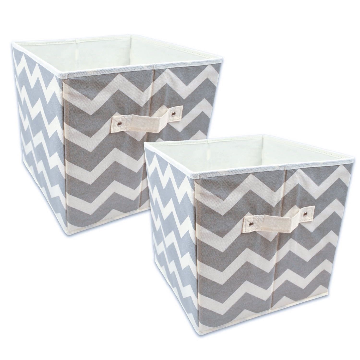 Gray Chevron Foldable Fabric Storage Cubes, Set of 2