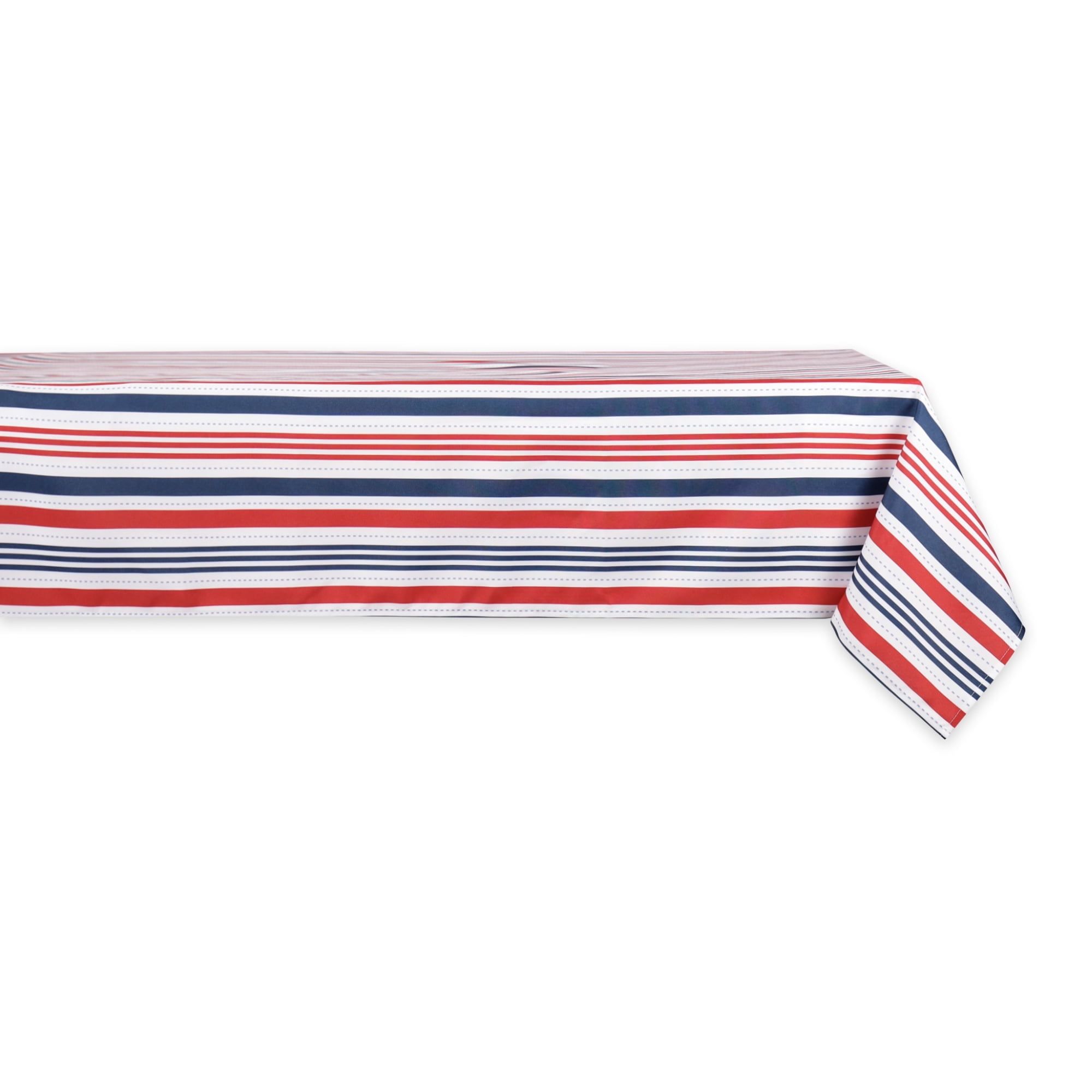 Patriotic Red, White, and Blue Striped Rectangular Outdoor Tablecloth